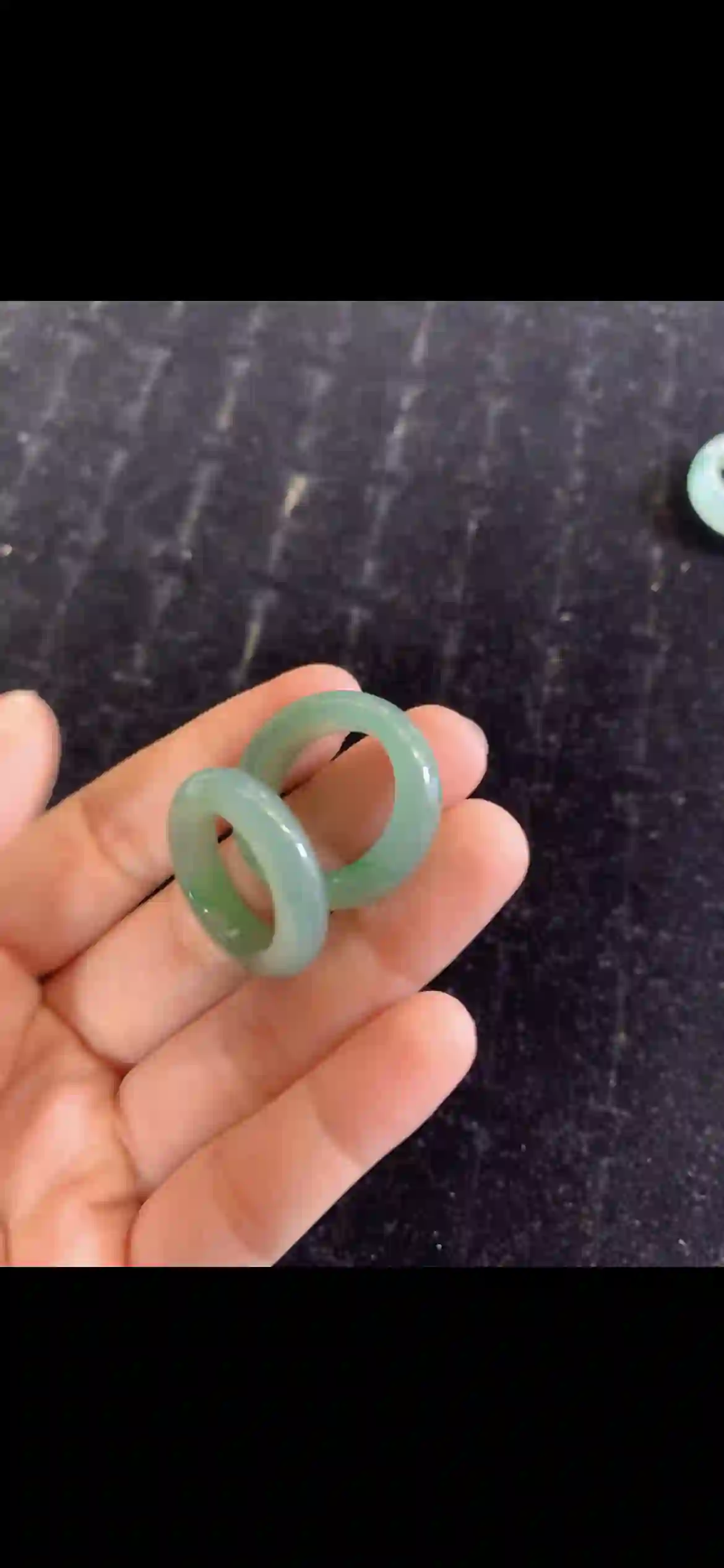  Pair of Icy Floating Green Jade Band Rings | Myanmar Jadeite reference #17670002