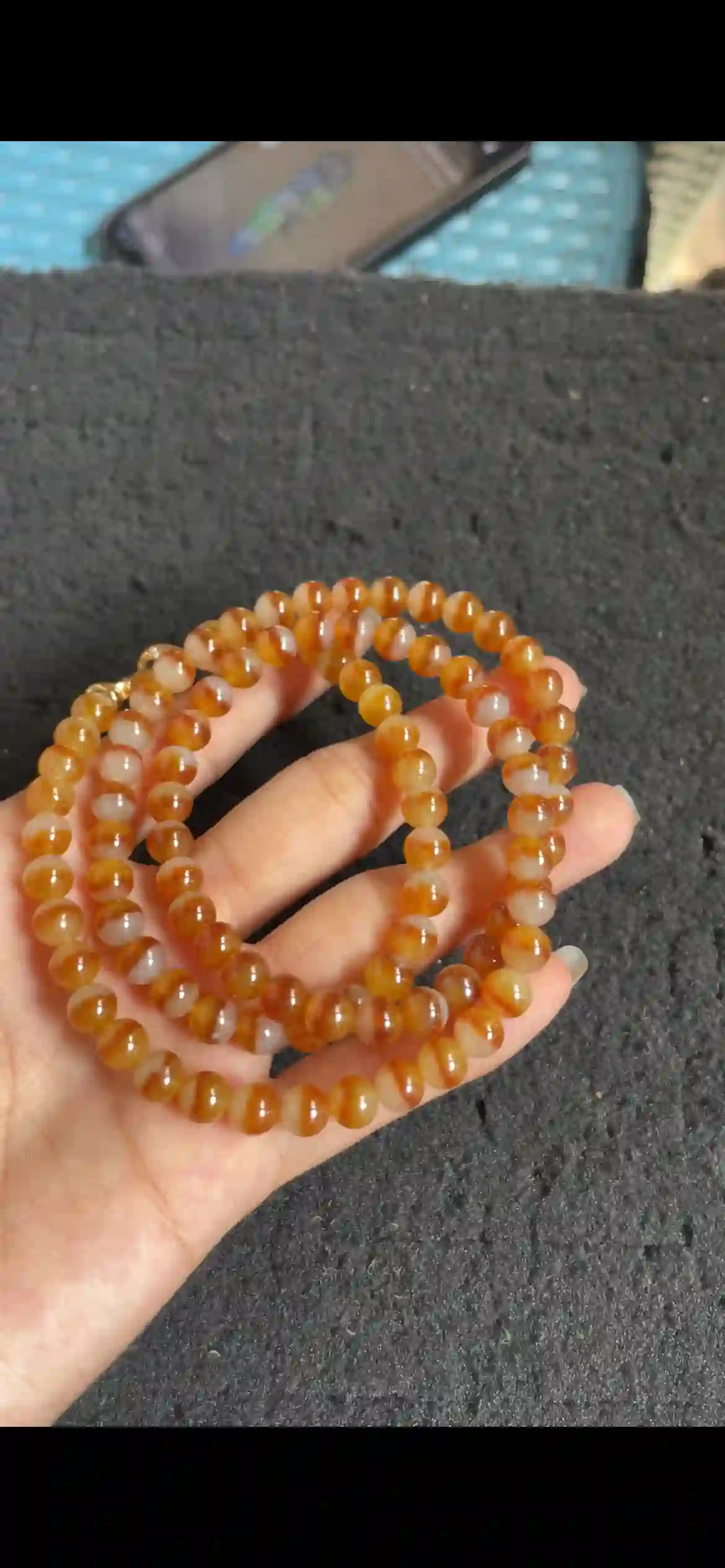Honey Yellow & White Two-Tone Jade Bead Necklace, Translucent Gradient Gemstone Chain, view 2 | Myanmar Jadeite reference #4770001