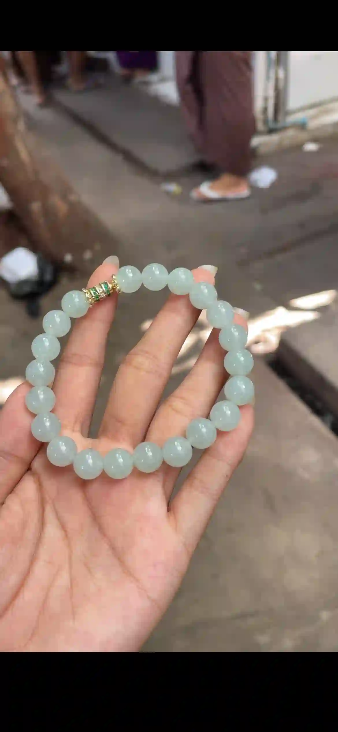 Icy Lavender & Celadon Jadeite Bead Double-Strand Bracelet | Myanmar Jadeite reference #16230001