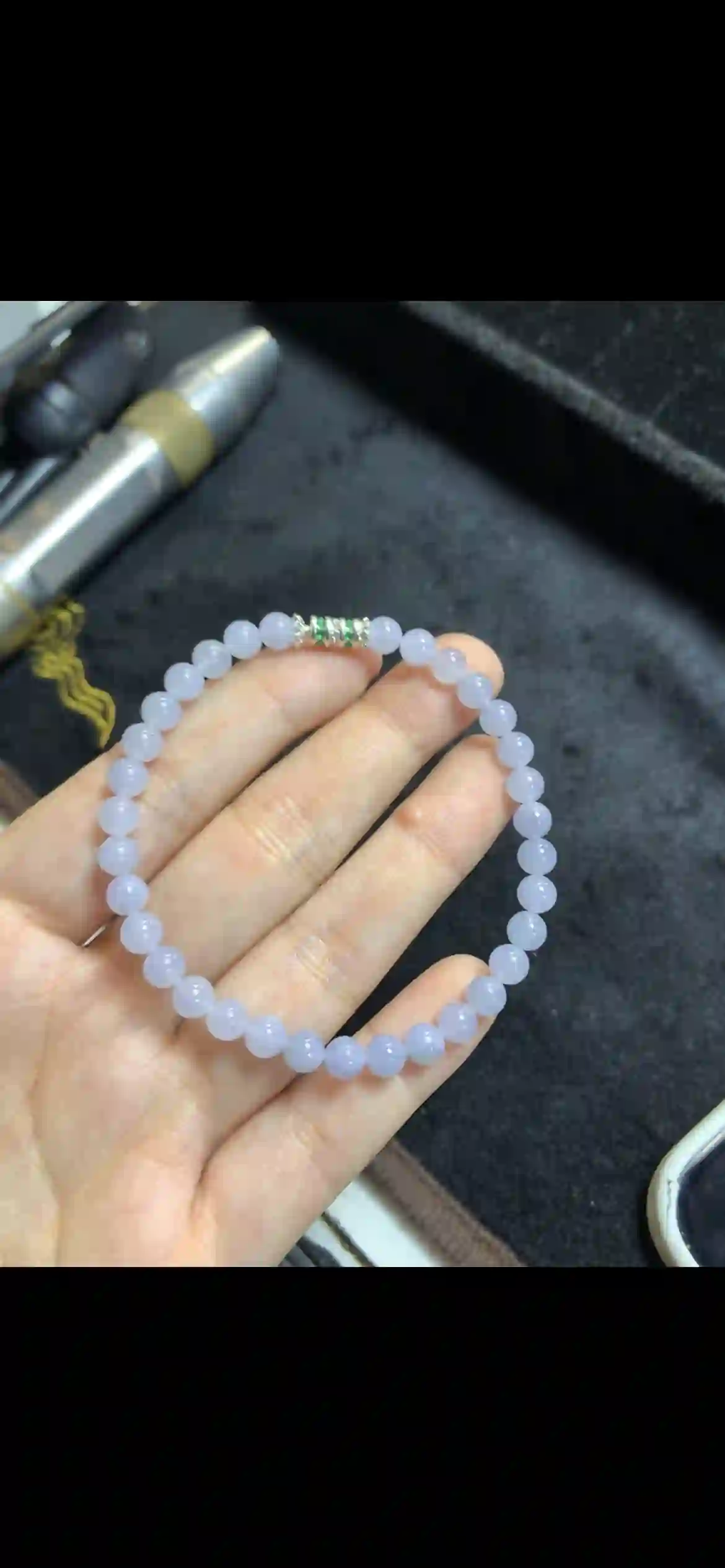 Icy Lavender Jadeite Bead Bracelet, view 2 | Myanmar Jadeite reference #16770001