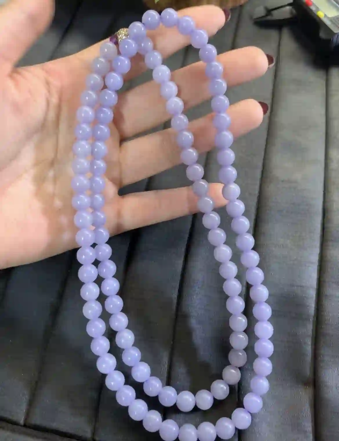 Lavender Purple Jade Bead Necklace | Myanmar Jadeite reference #2730003