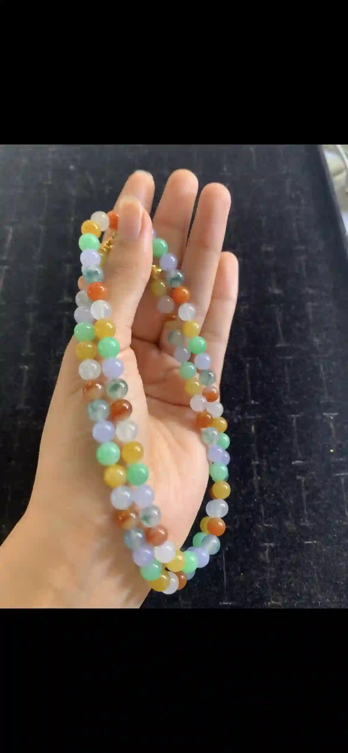 Vibrant Multi-Color Rainbow Jadeite Beaded Double-Strand Bracelet, view 2 | Myanmar Jadeite reference #24210001