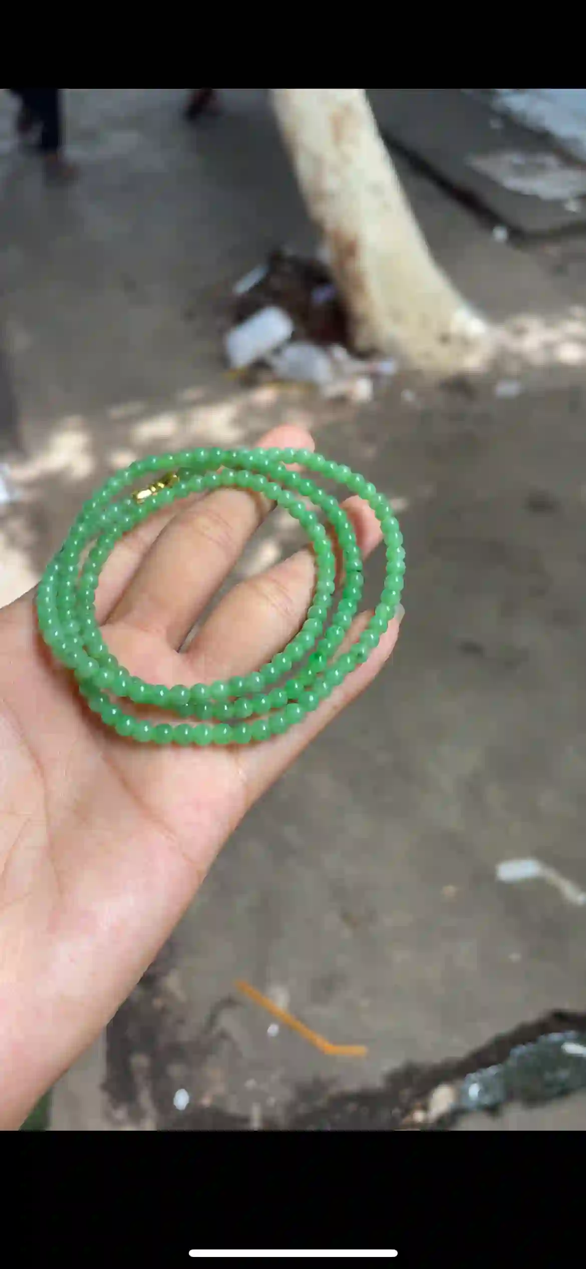 Fine Vivid Green Jadeite Mini‑Bead Long Strand with Gold Clasp | Myanmar Jadeite reference #24840001