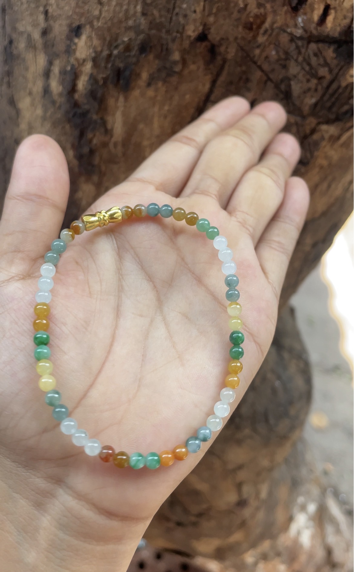 Multicolor Natural Jade Beaded Bracelet - Burmese Jadeite Type A from Hpakant, Myanmar | Myanmar Jadeite