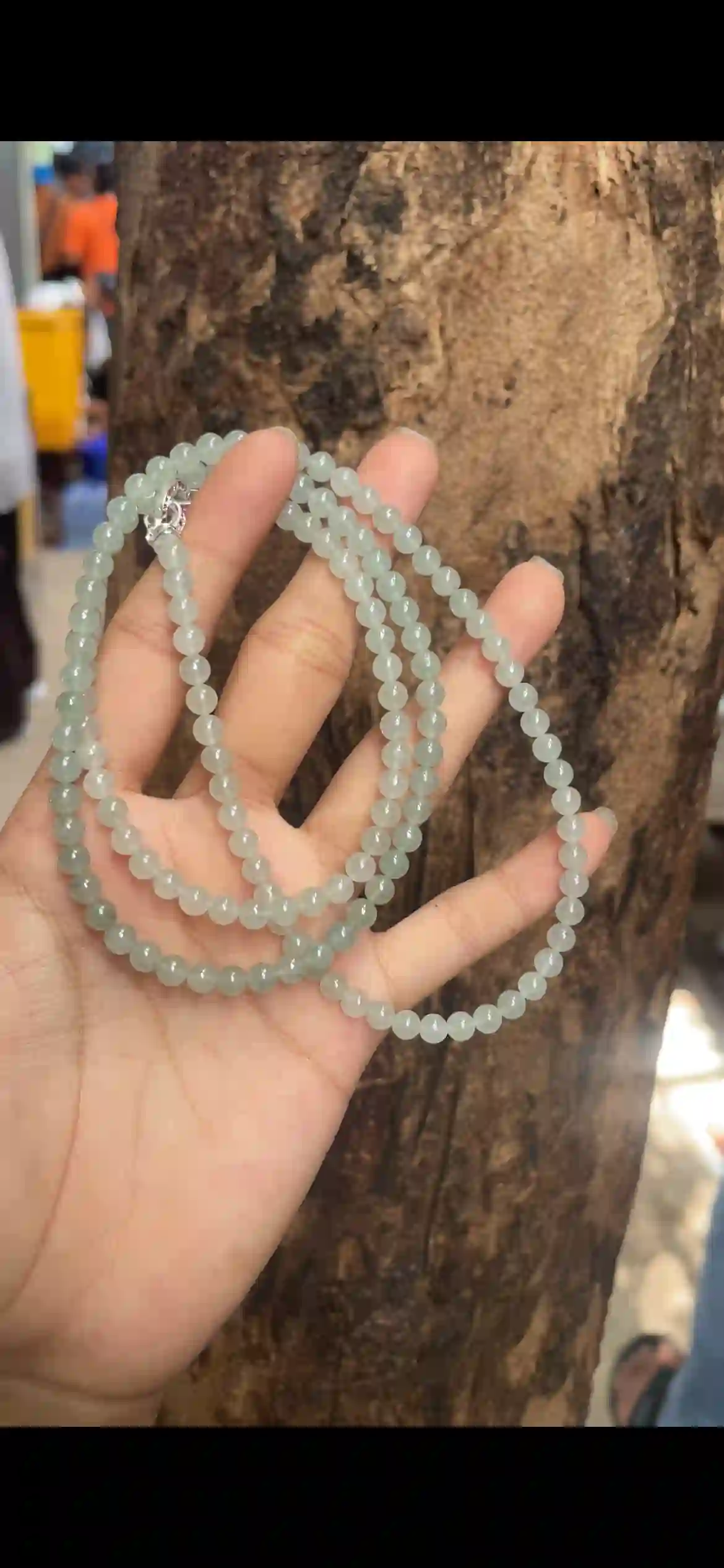  Icy Pale Celadon Jadeite Long Bead Strand / Multi‑Wrap Bracelet | Myanmar Jadeite reference #9240001