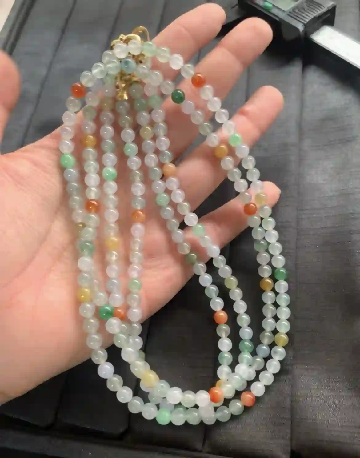 Multicolor Natural Jade Beaded Necklace | Myanmar Jadeite reference #2340006