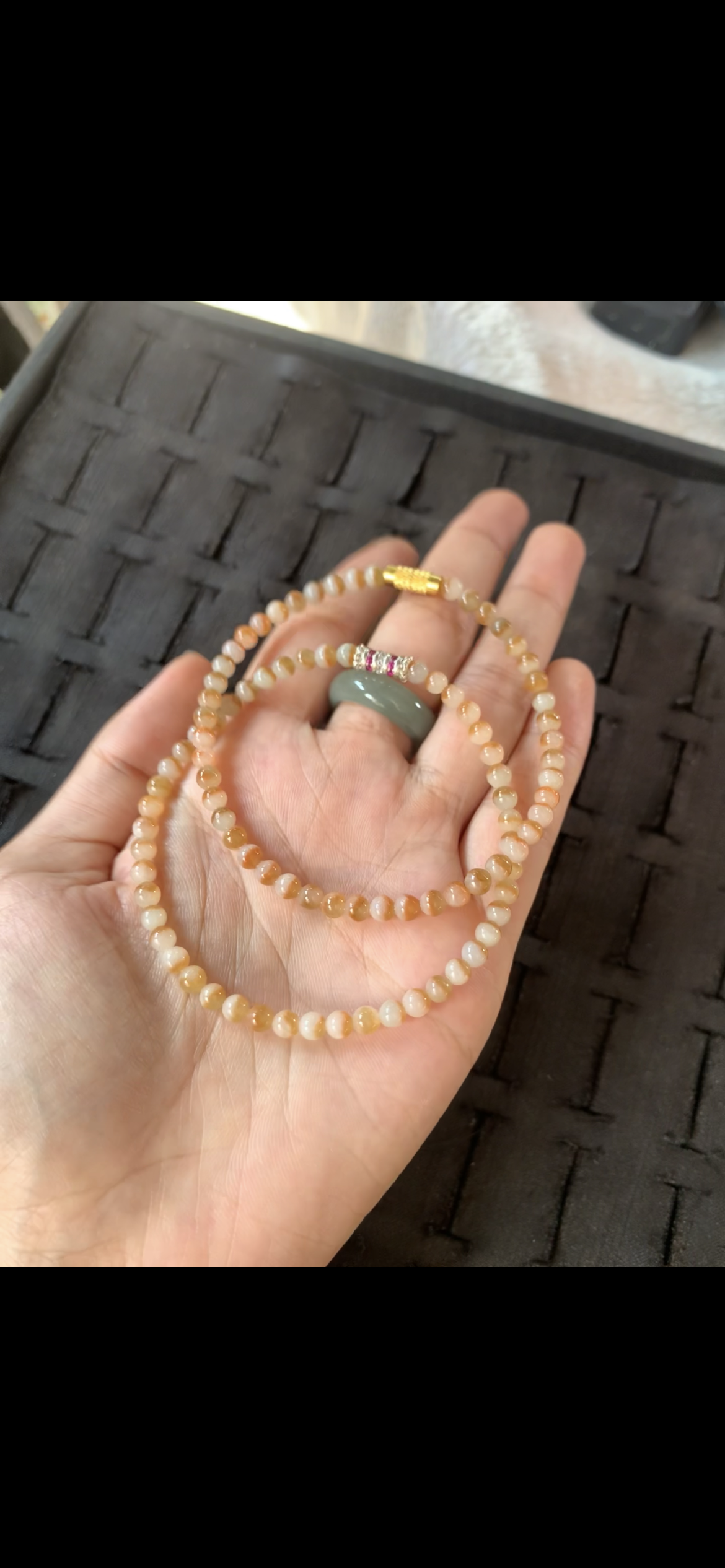 Warm Honey & Cream Gradient Jade Beaded Double Wrap Bracelet