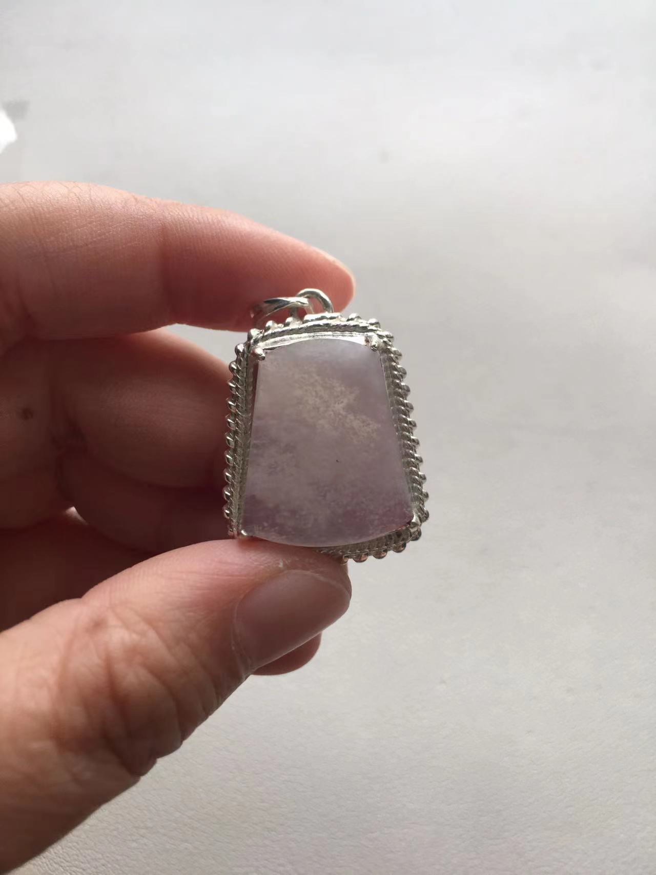   Icy Lavender Jade Pendant in Silver Setting - Burmese Jadeite Type A from Hpakant, Myanmar | Myanmar Jadeite