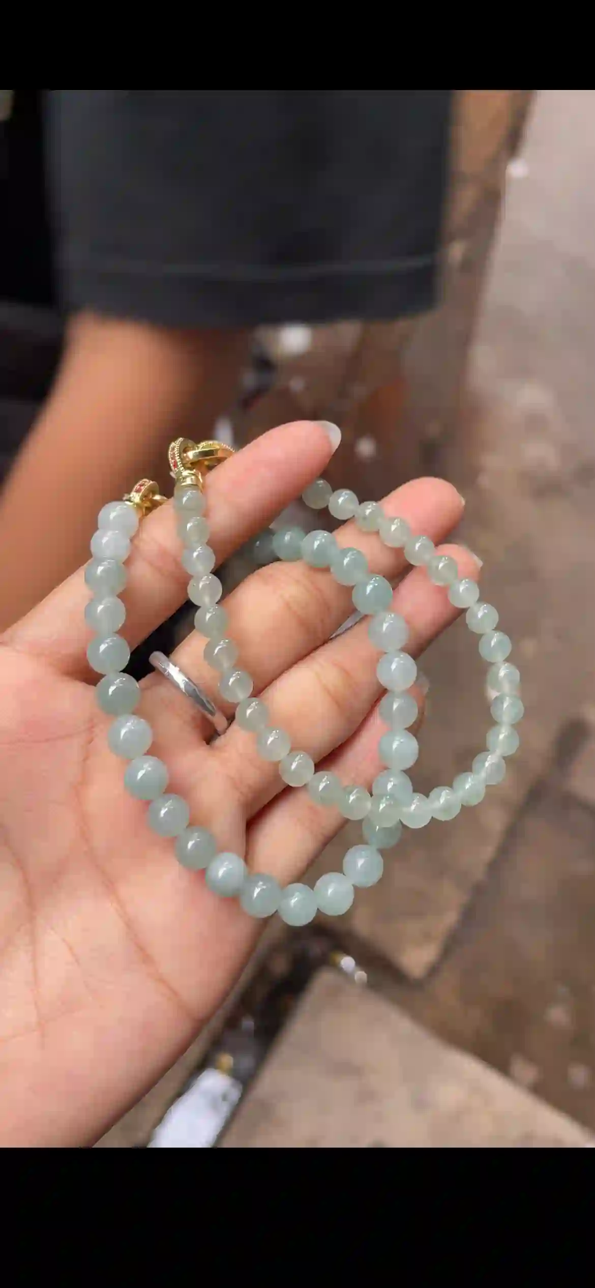 Icy Pale Green Jadeite Double-Wrap Beaded Bracelet | Myanmar Jadeite reference #12510001