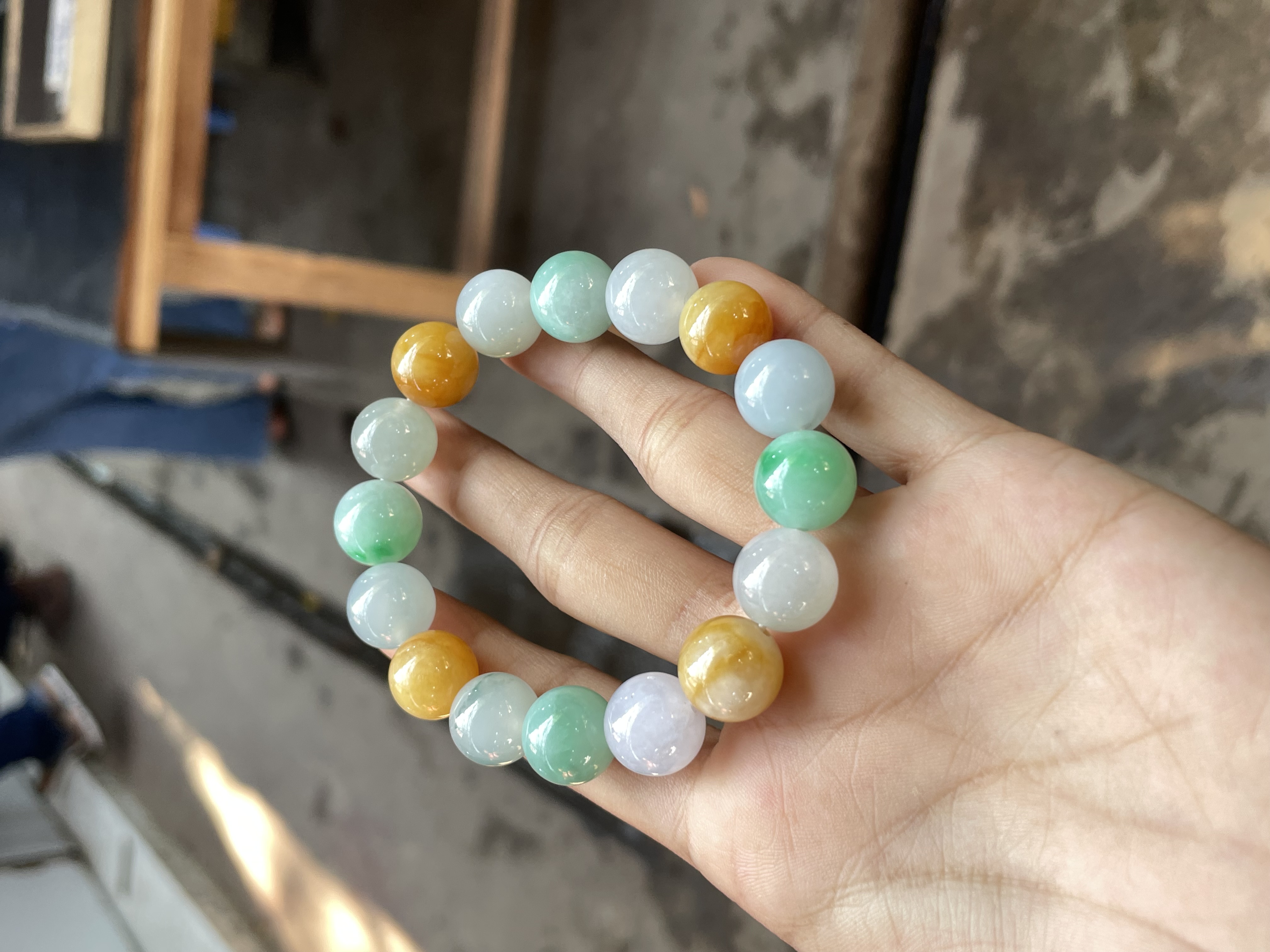  Multi-Color Jadeite Beaded Bracelet