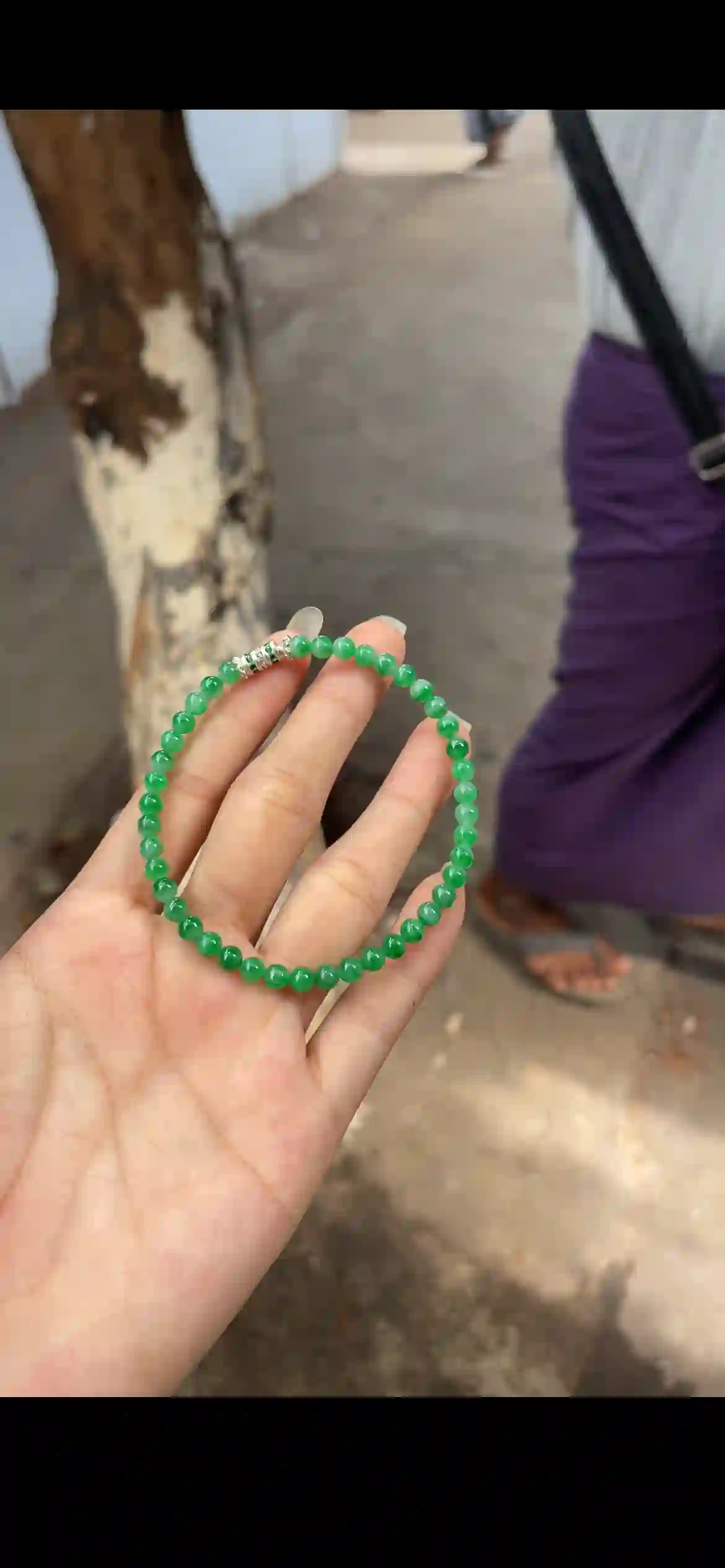 Vibrant Green Jade Beaded Bracelet with Silver Accent, view 2 | Myanmar Jadeite reference #27060001