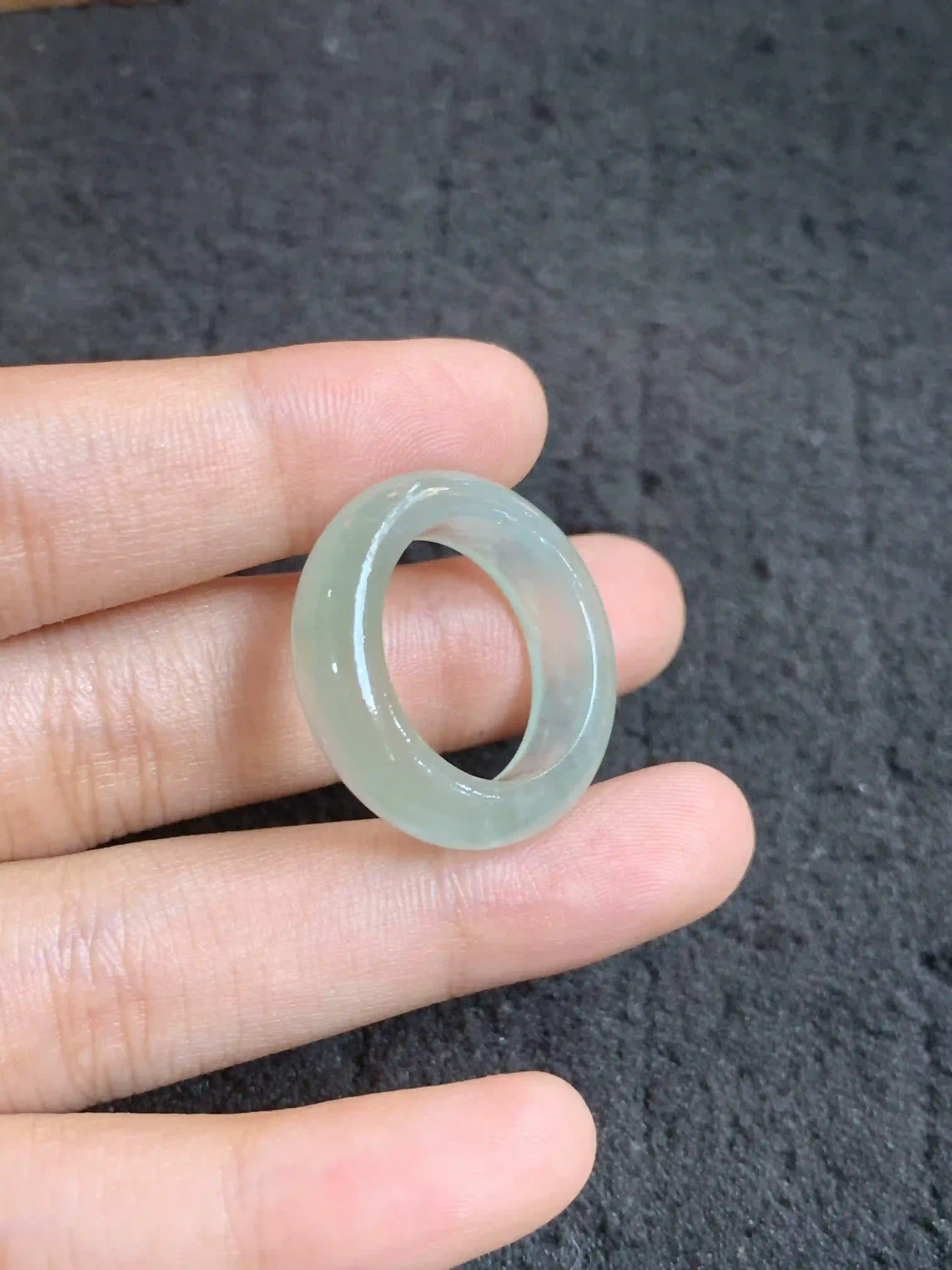 Translucent Light Green Jade Band Ring, view 2 | Myanmar Jadeite reference #300001