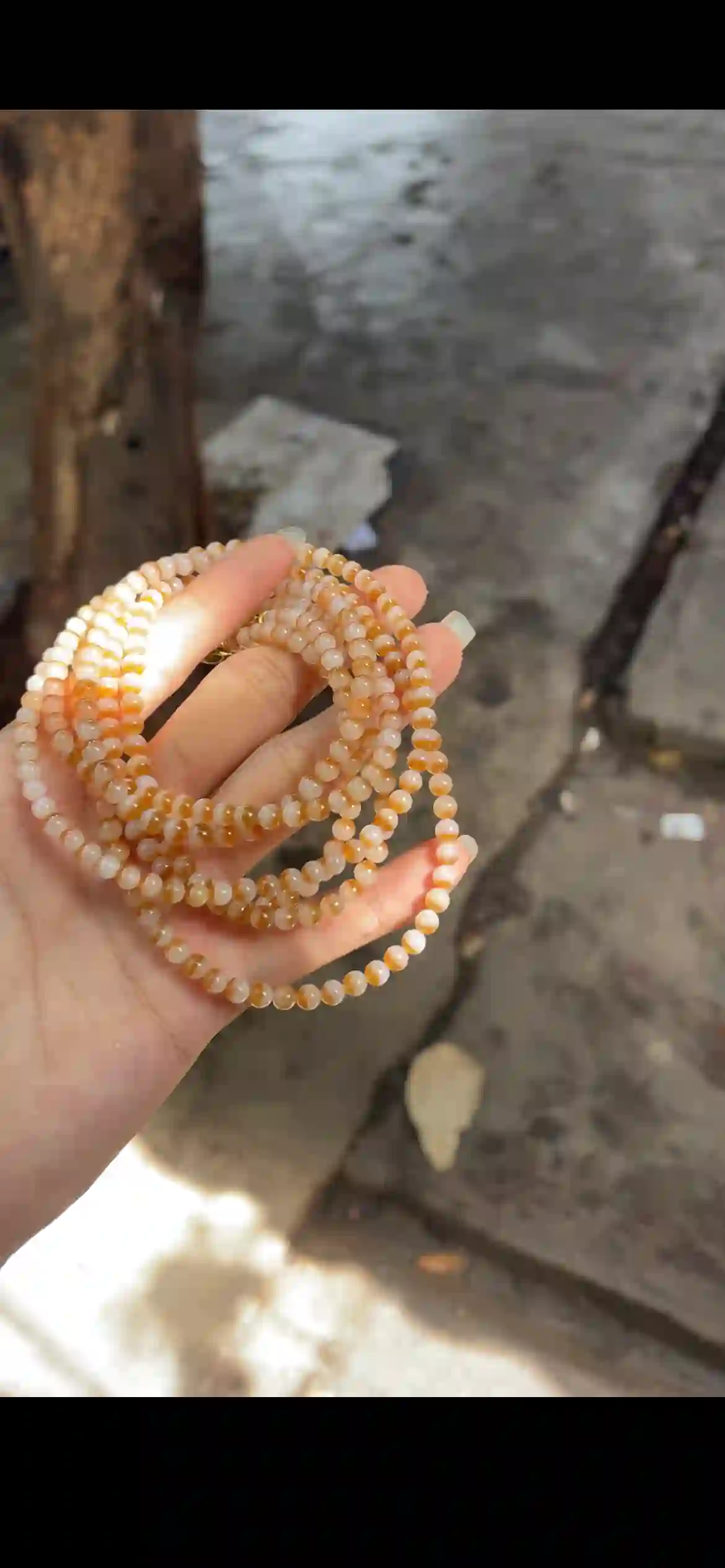 Gradient Warm Honey Orange Jade Bead Multi-Strand Set with Gold Clasps, view 2 | Myanmar Jadeite reference #19380001
