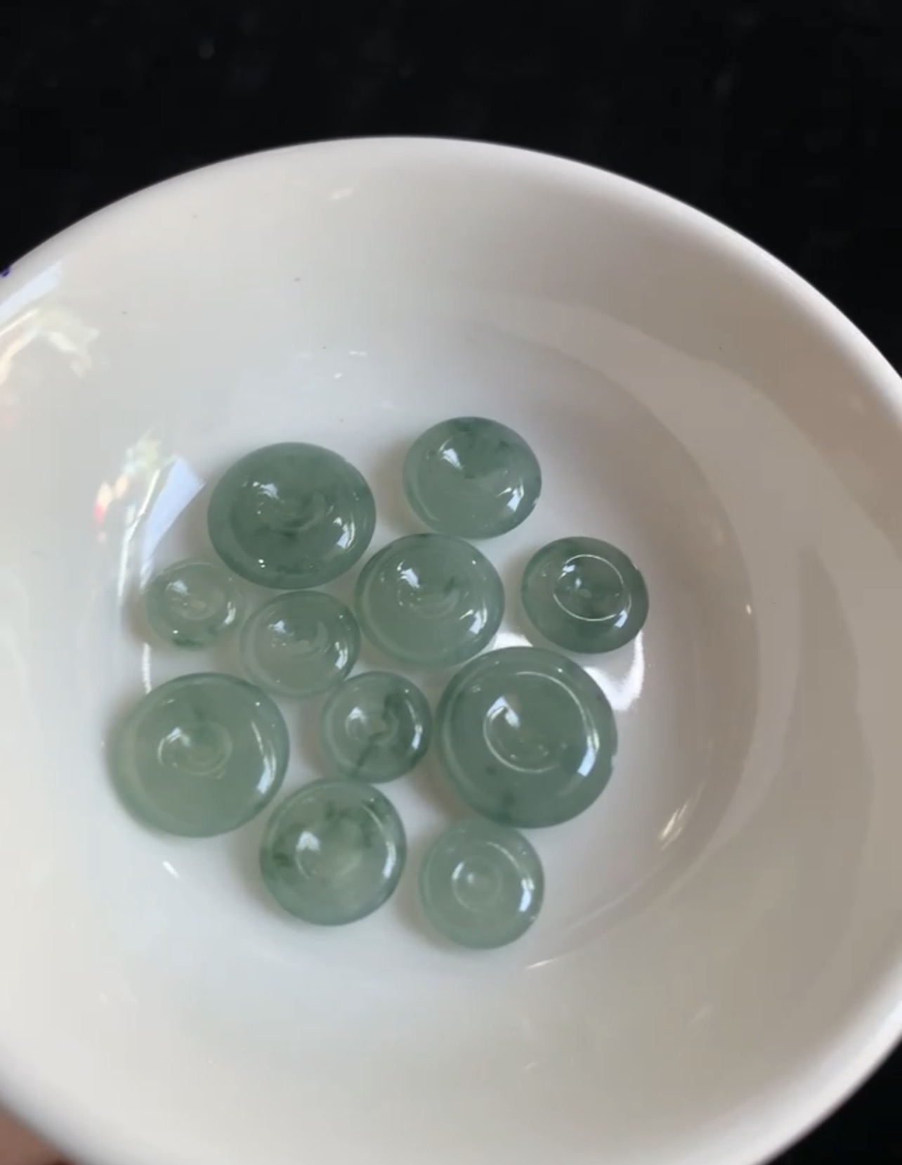 Exquisite Natural Green Jadeite Ping An Kou Donuts Set | Myanmar Jadeite reference #37680001