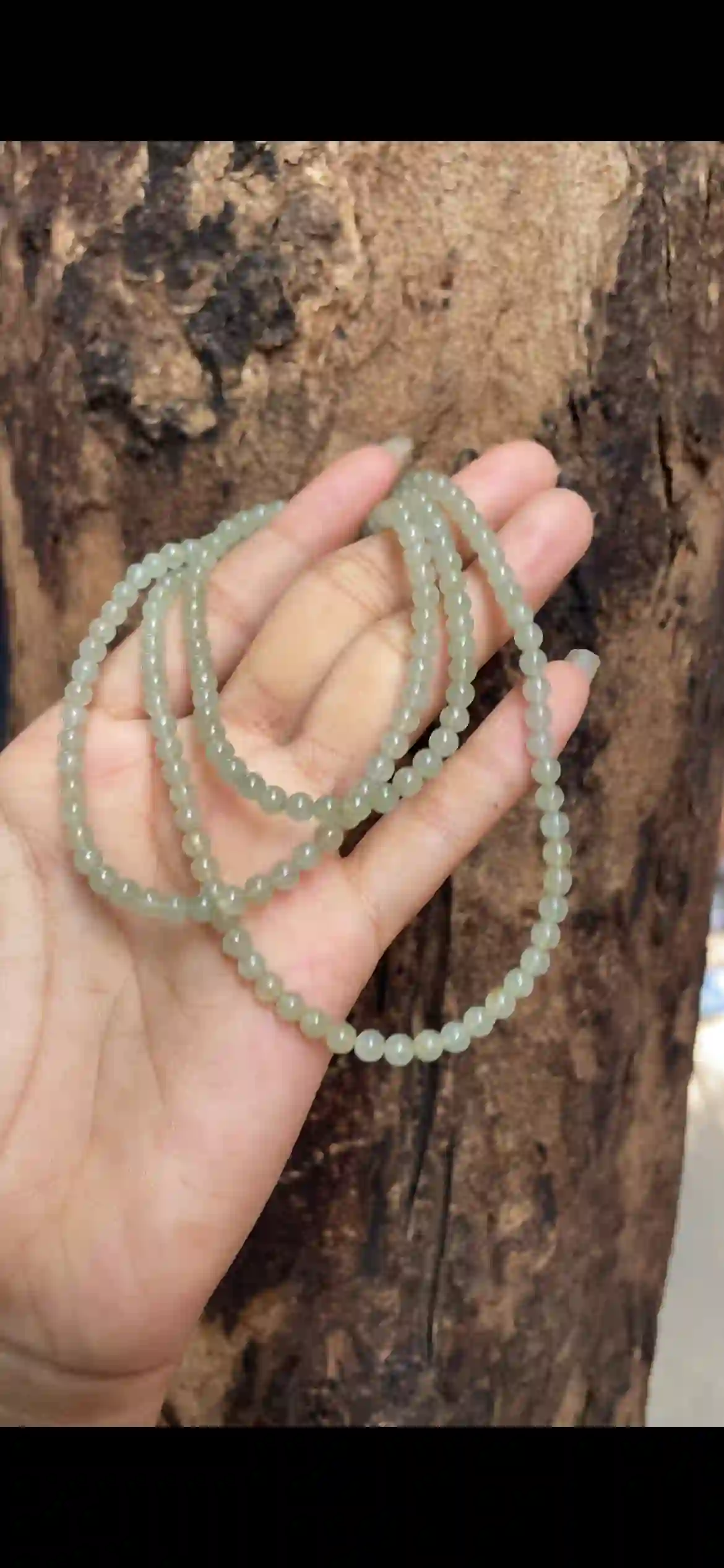 Icy Pale Green Jadeite Bead Long Necklace | Myanmar Jadeite reference #7620002