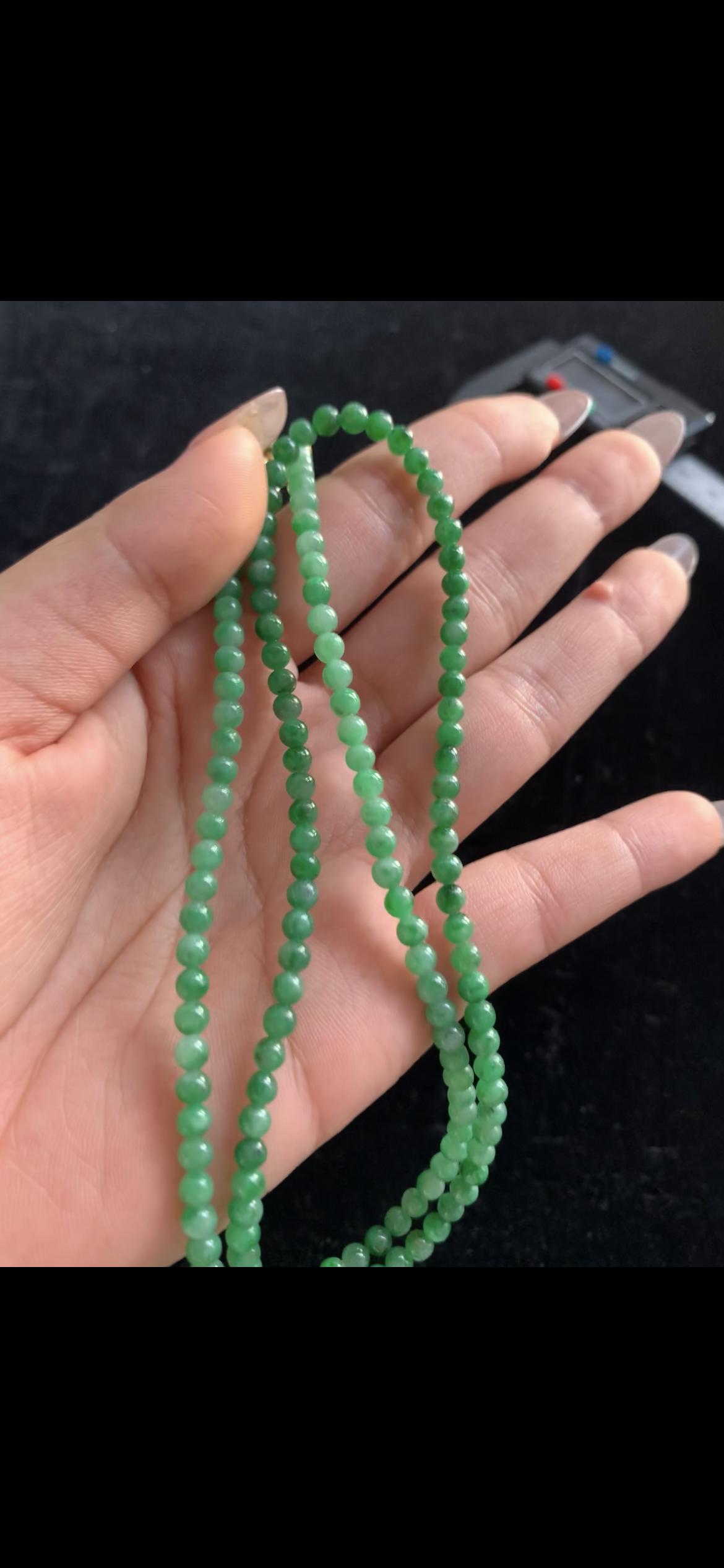 Vibrant Imperial Green Jade Long Bead Necklace