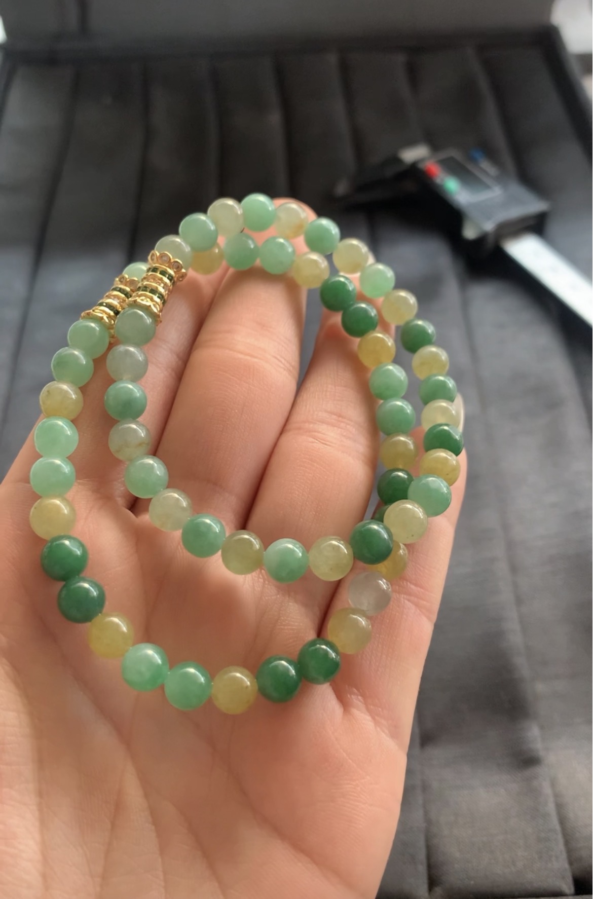   Natural Multicolor Jade Bead Necklace - Burmese Jadeite Type A from Hpakant, Myanmar | Myanmar Jadeite