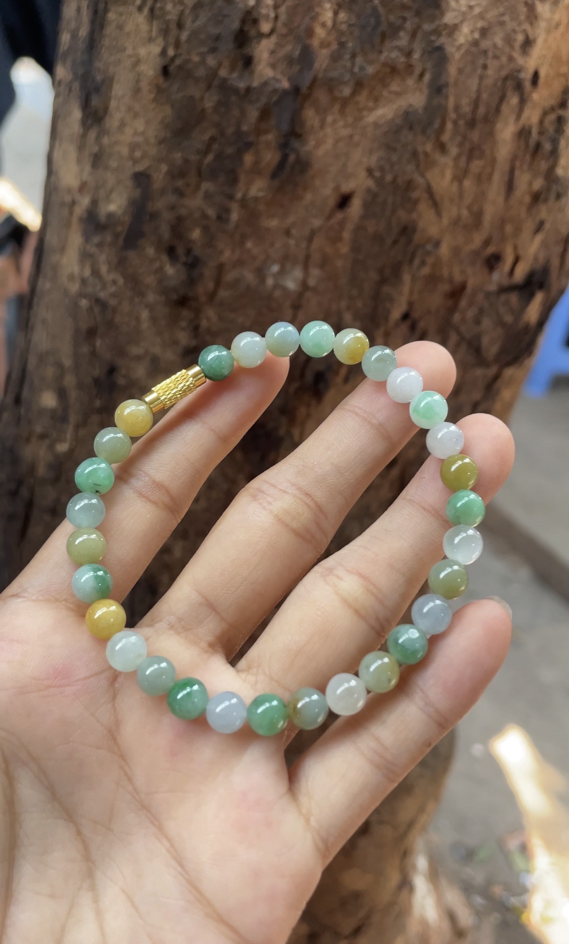 Multicolor Natural Jade Beaded Bracelet - Burmese Jadeite Type A from Hpakant, Myanmar | Myanmar Jadeite