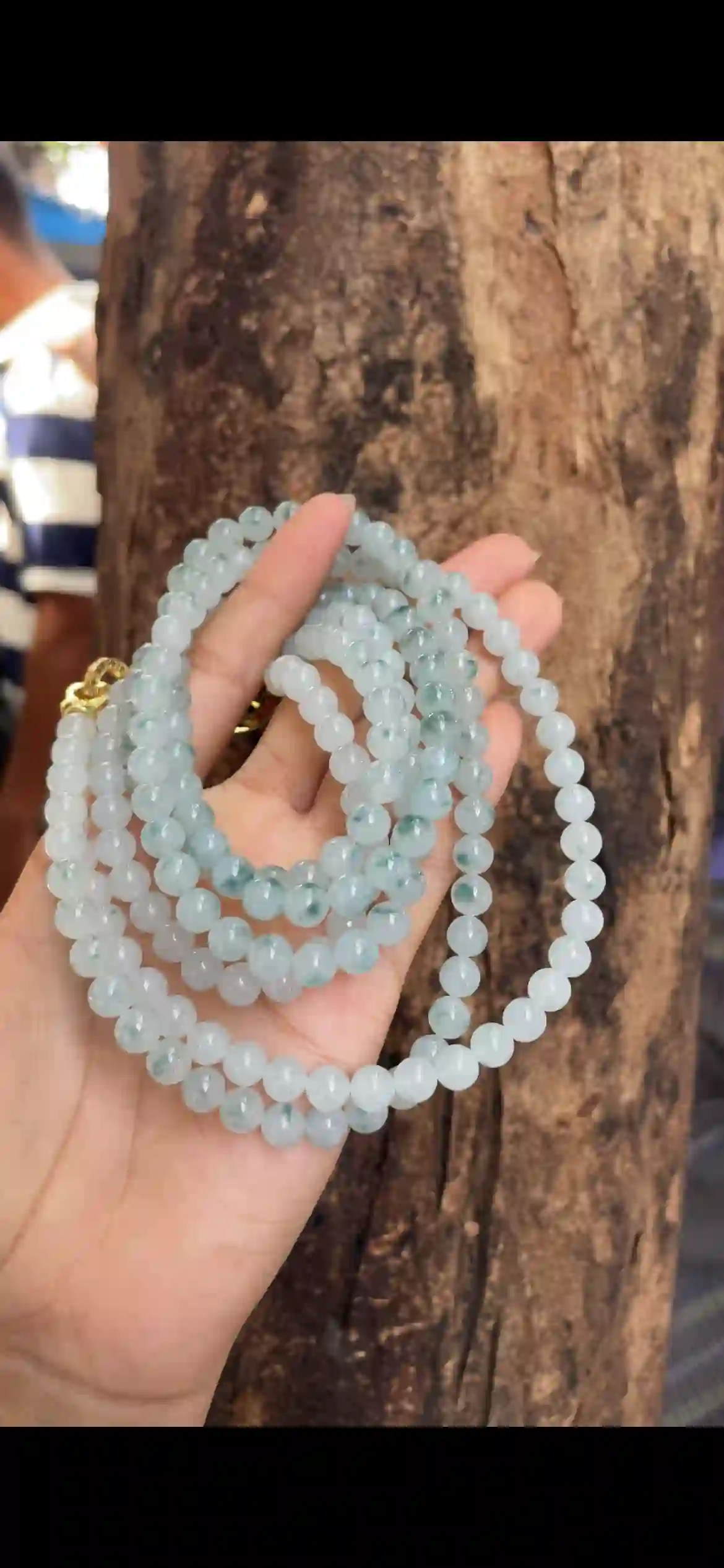  Icy Floating Blue‑Green Jadeite Multi‑Loop Strand with Gold Clasp | Myanmar Jadeite reference #9660002