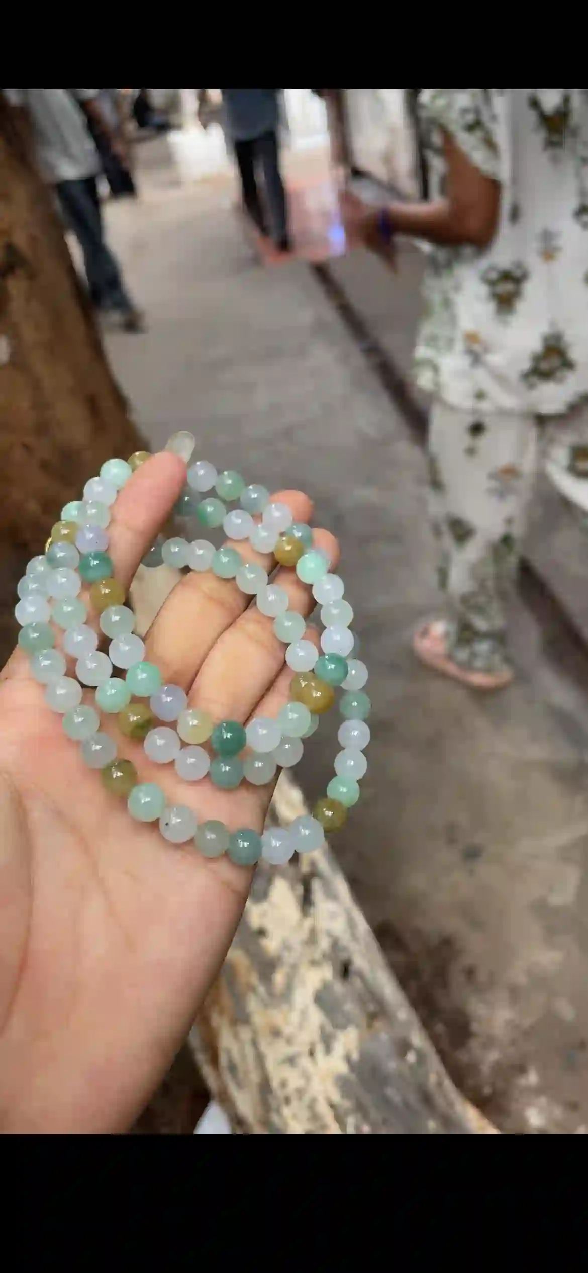 Natural Multi-Tone Pastel Jade Beaded Necklace & Wrap Bracelet — Soft Hues Design | Myanmar Jadeite reference #27120001