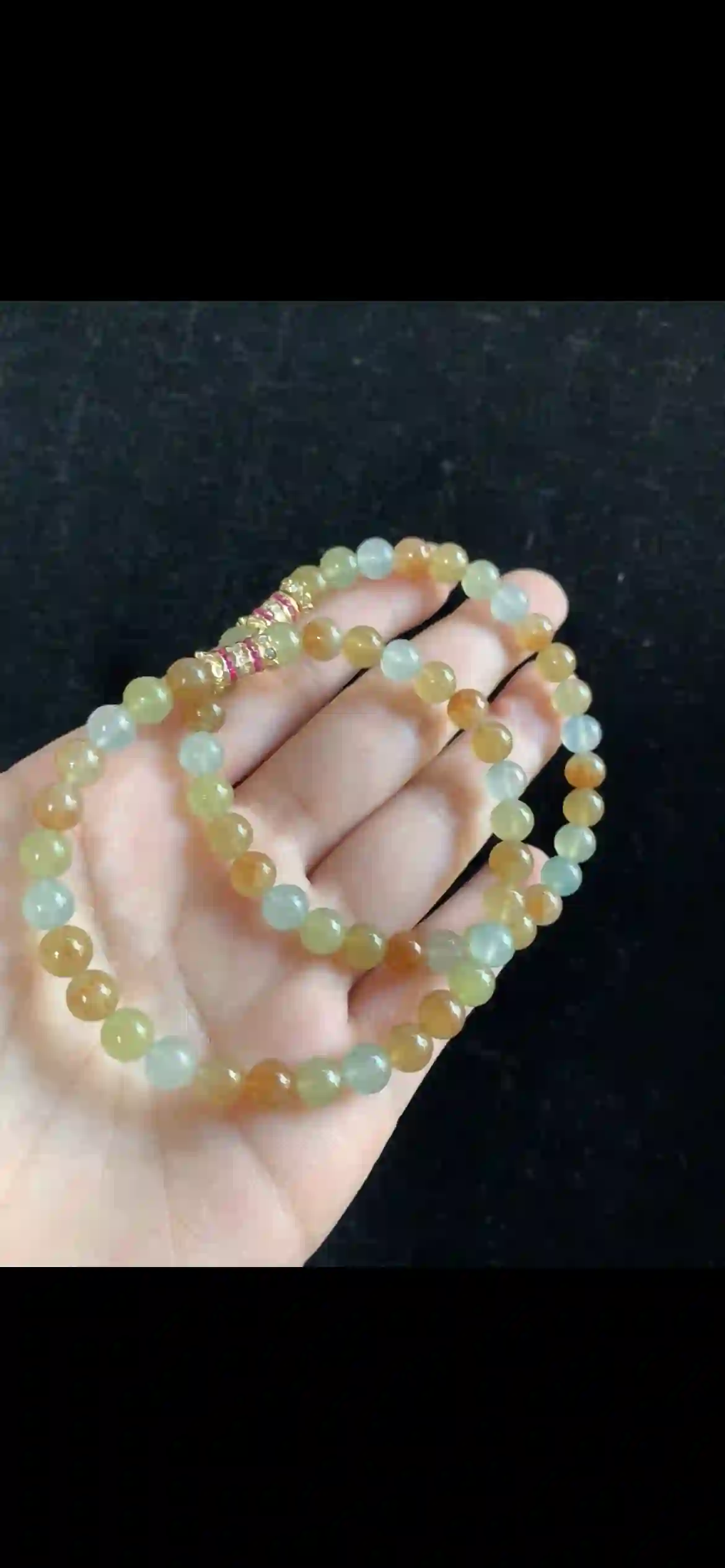 Sunset Honey & Mint Multi-Tone Jade Double-Strand Bracelet | Myanmar Jadeite reference #35460001