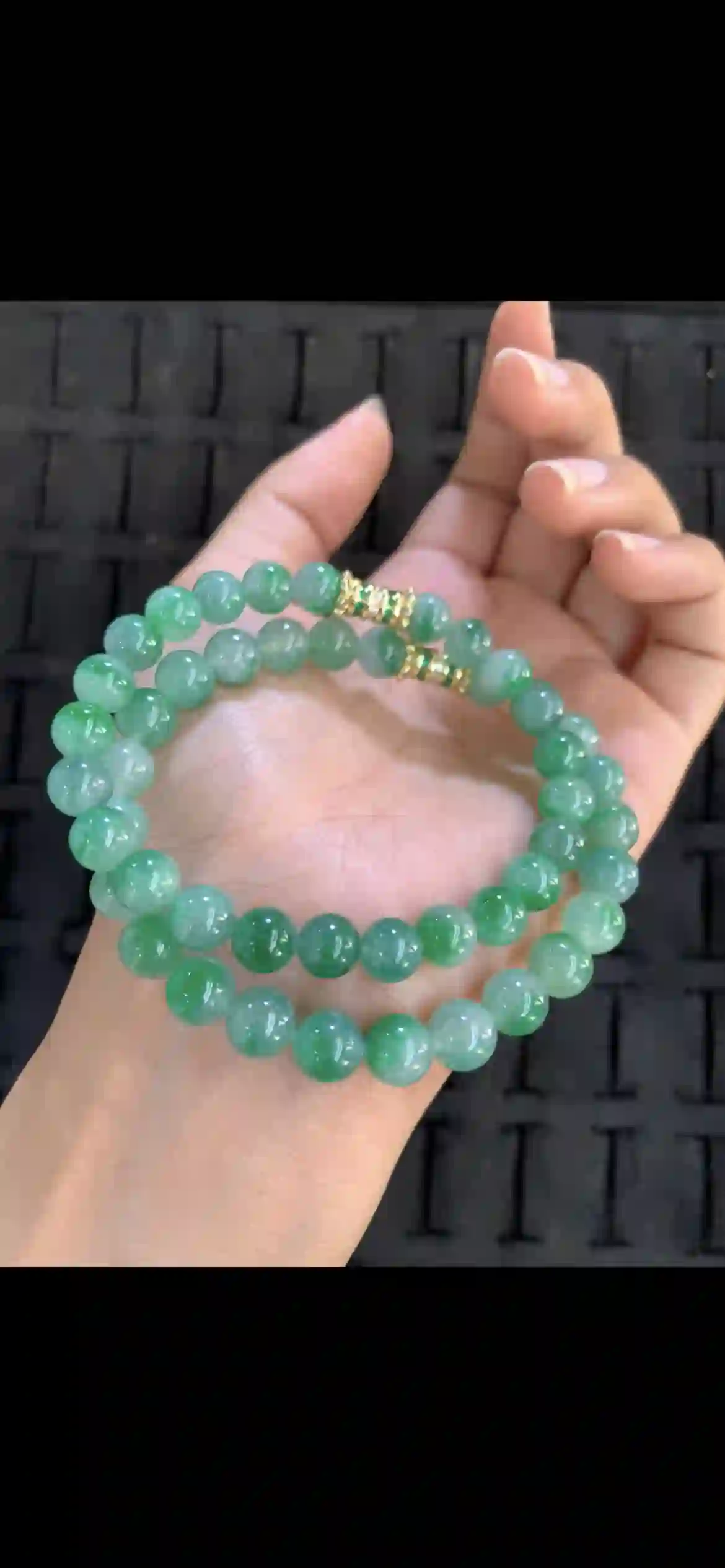 Double-Strand Gradient Green Jade Bead Bracelet with Gemstone Accent Clasp | Myanmar Jadeite reference #17220001