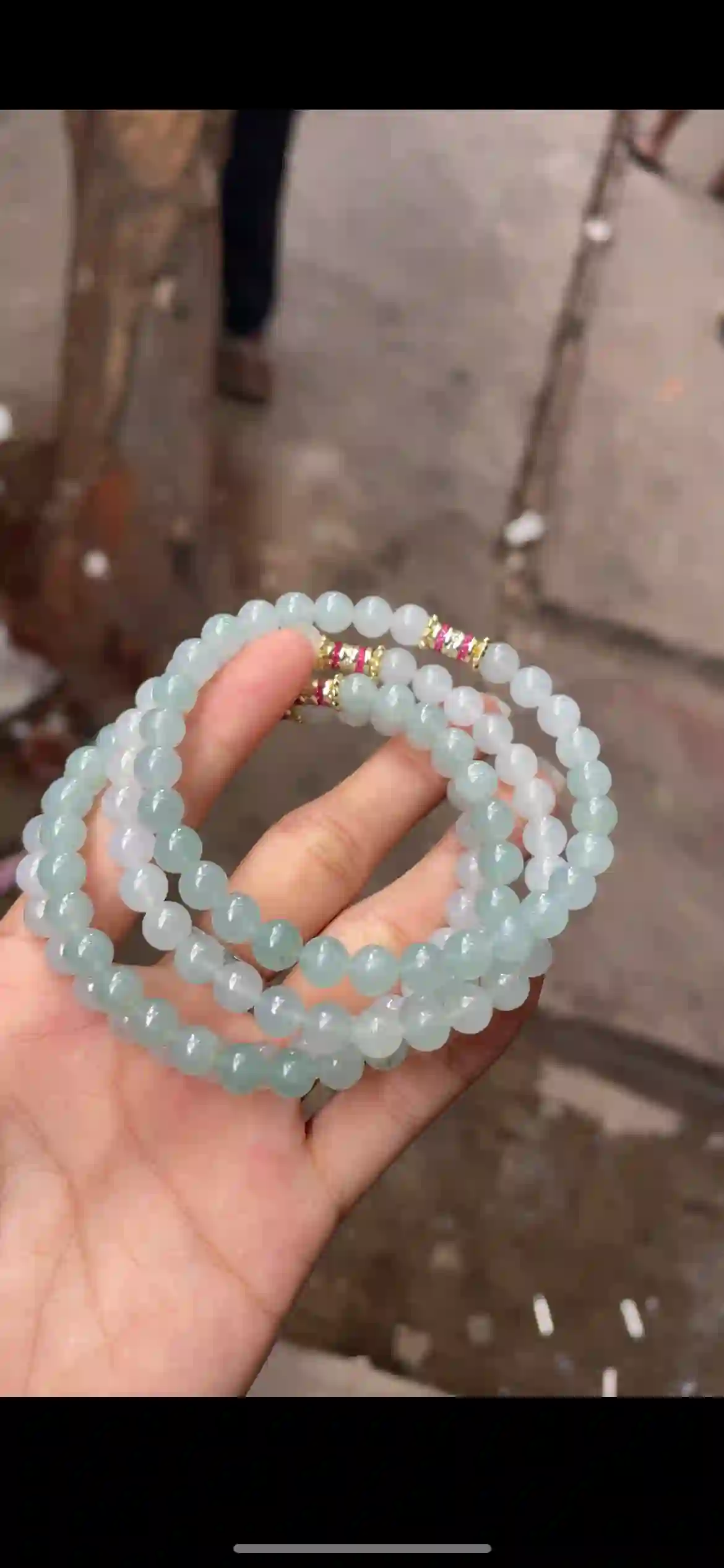 Icy Pale Green Jadeite Double‑Wrap Beaded Bracelet, view 2 | Myanmar Jadeite reference #12570001