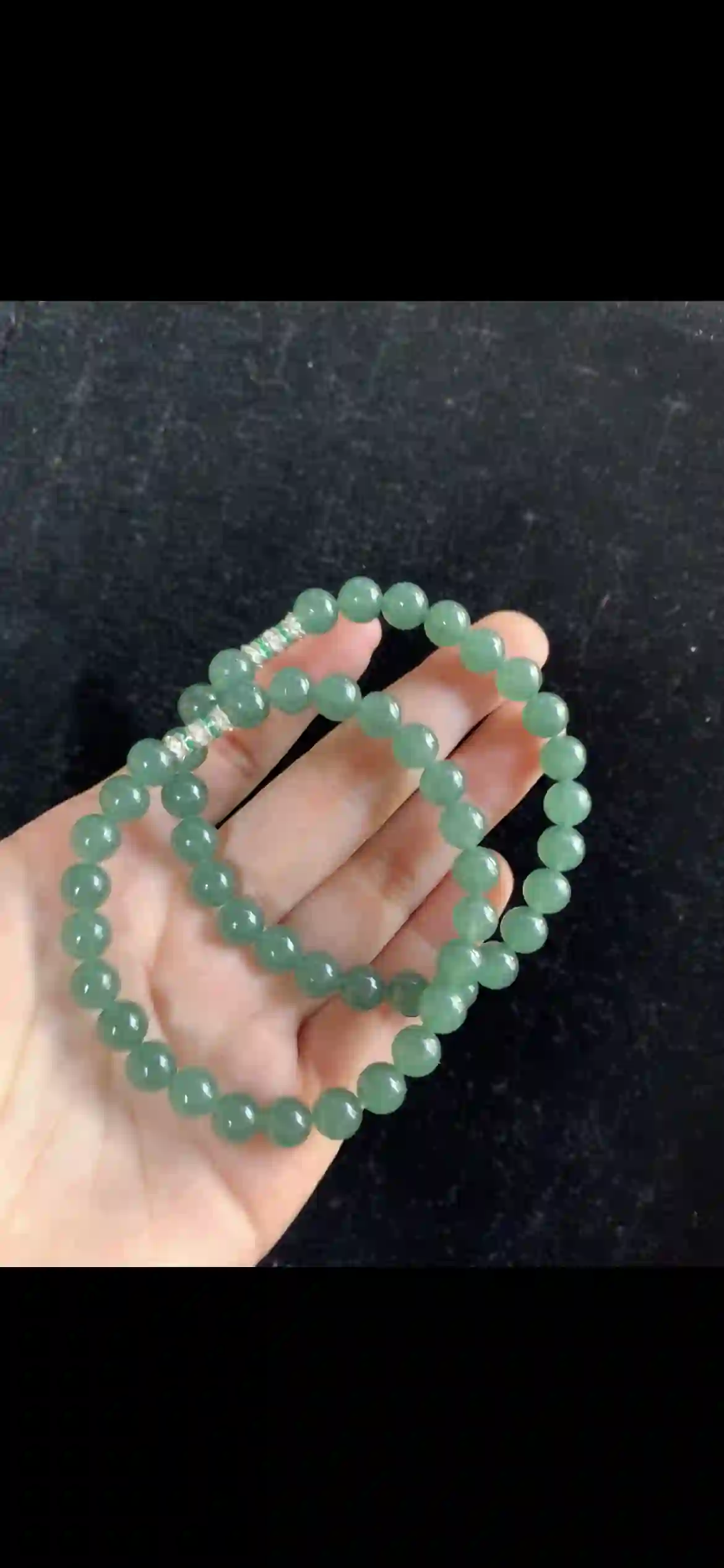 Serene Deep Sage Green Jade Double-Strand Bracelet | Myanmar Jadeite reference #35550001