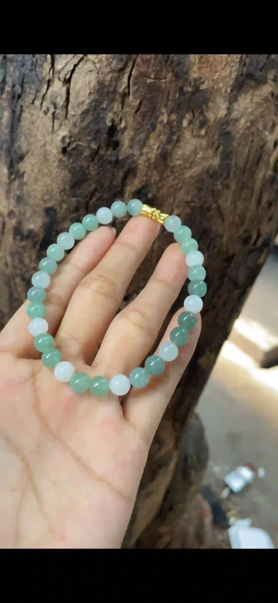  Icy White & Pale Celadon Green Jadeite Dainty Bracelet | Myanmar Jadeite reference #10230001