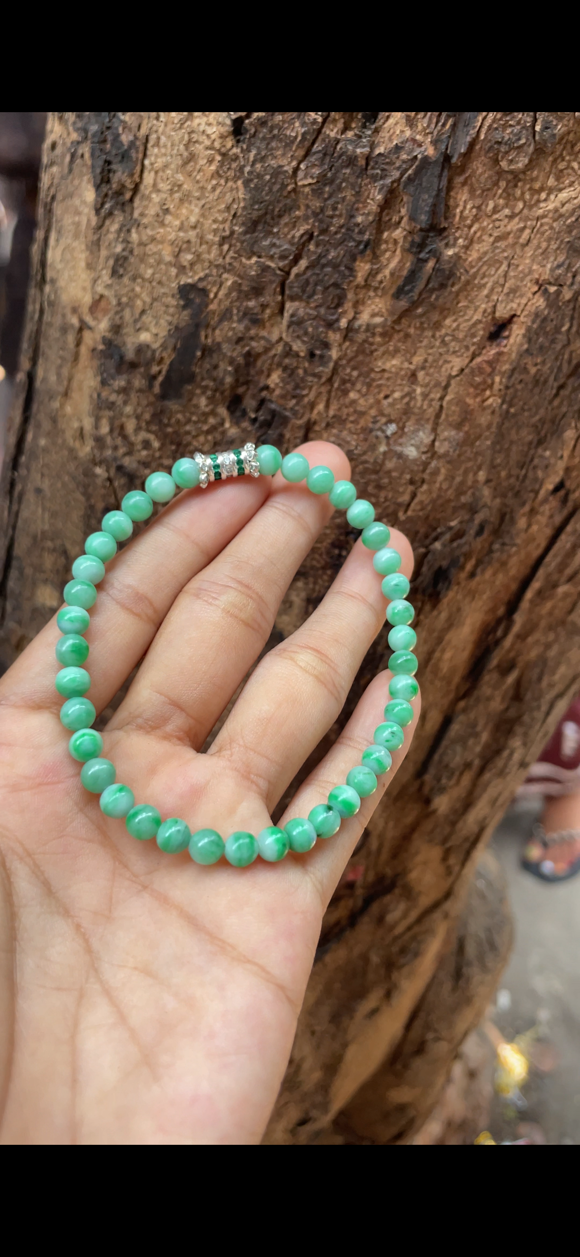 Natural Green Jade Beaded Bracelet - Burmese Jadeite Type A from Hpakant, Myanmar | Myanmar Jadeite