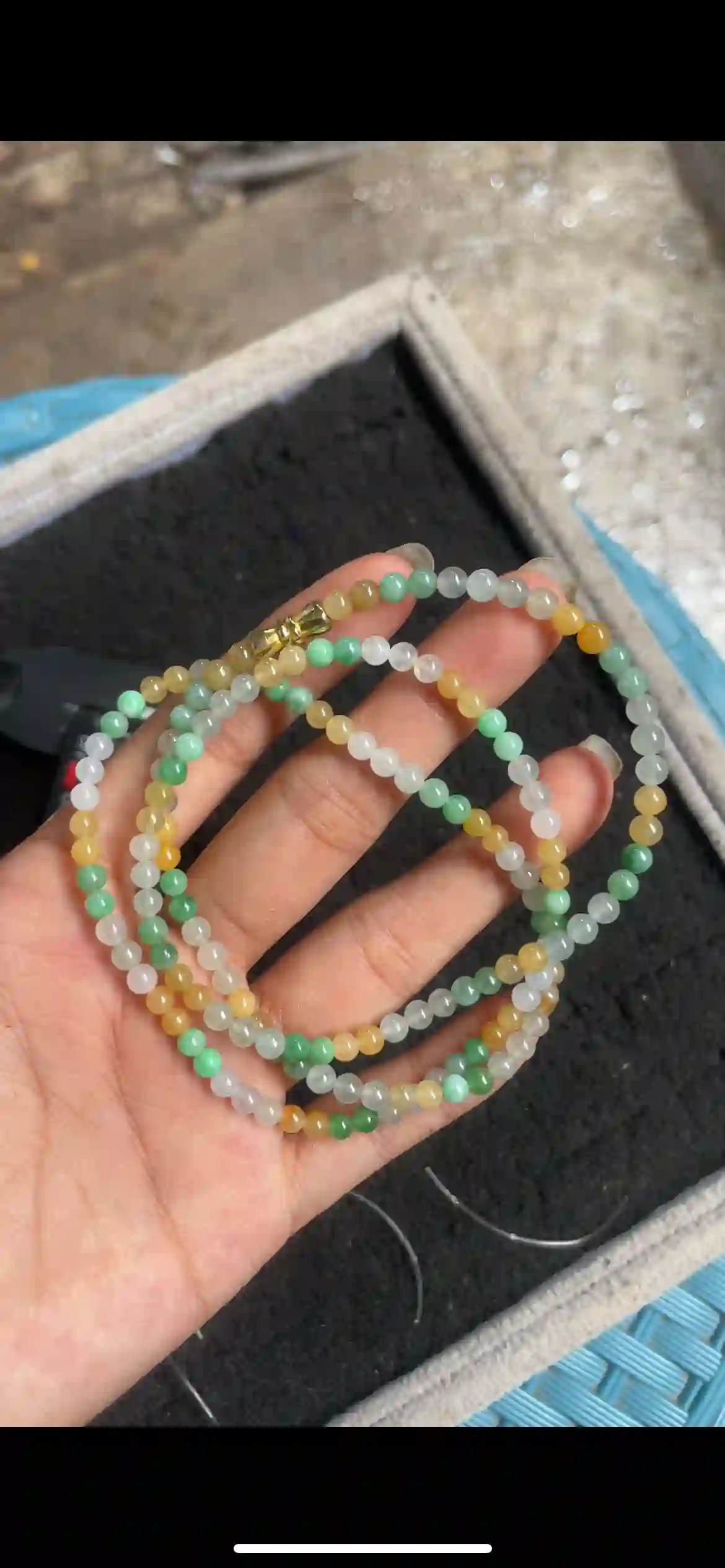  Multicolor Icy Jade Bead Multi-Layer Necklace with Gold Clasp | Myanmar Jadeite reference #6180001