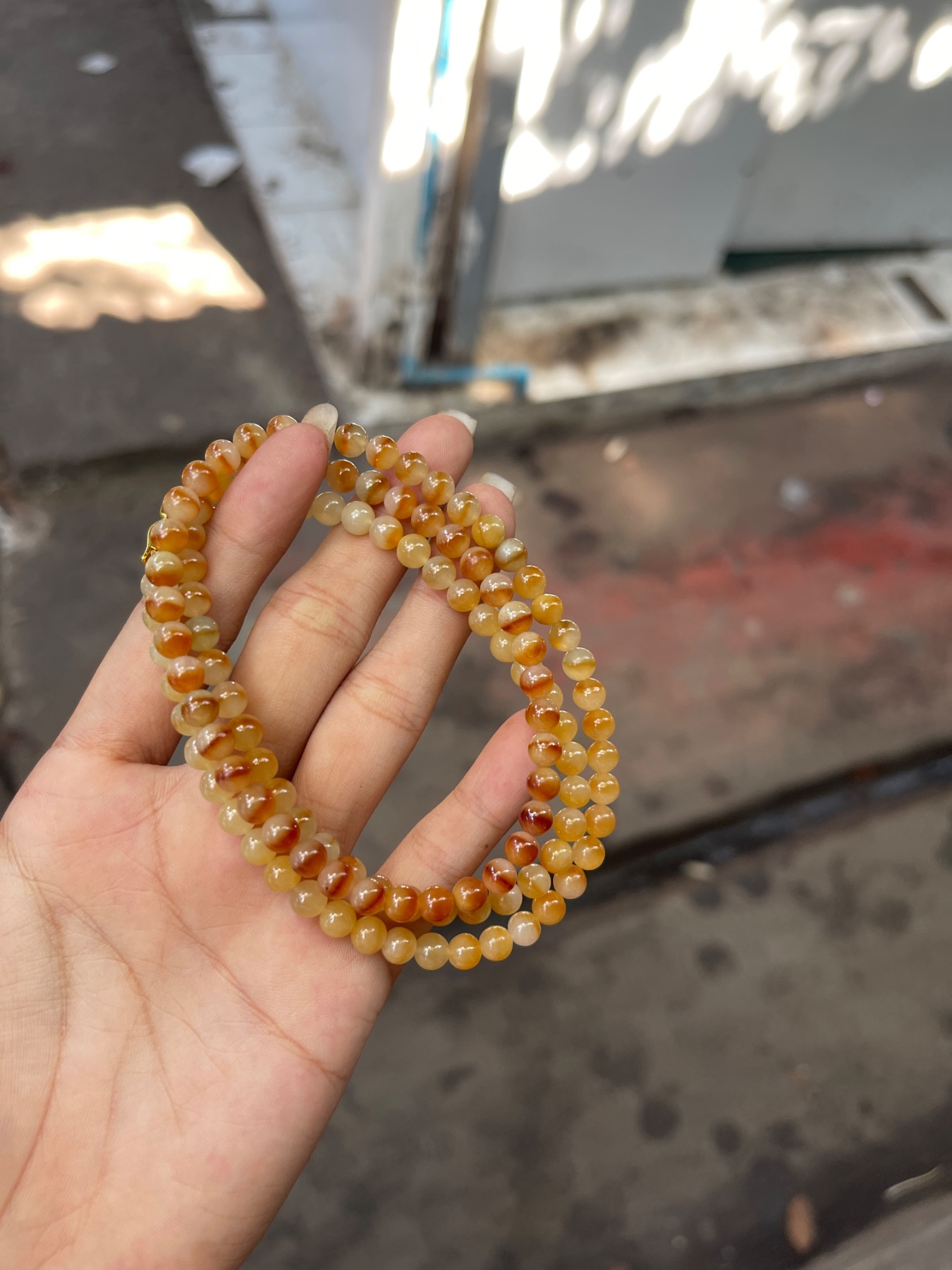 Natural Ice Variety Honey-Yellow & Amber Jadeite Small Bead Long Strand Necklace / Multi-Wrap Layered Bracelet | Myanmar Jadeite reference #38940007