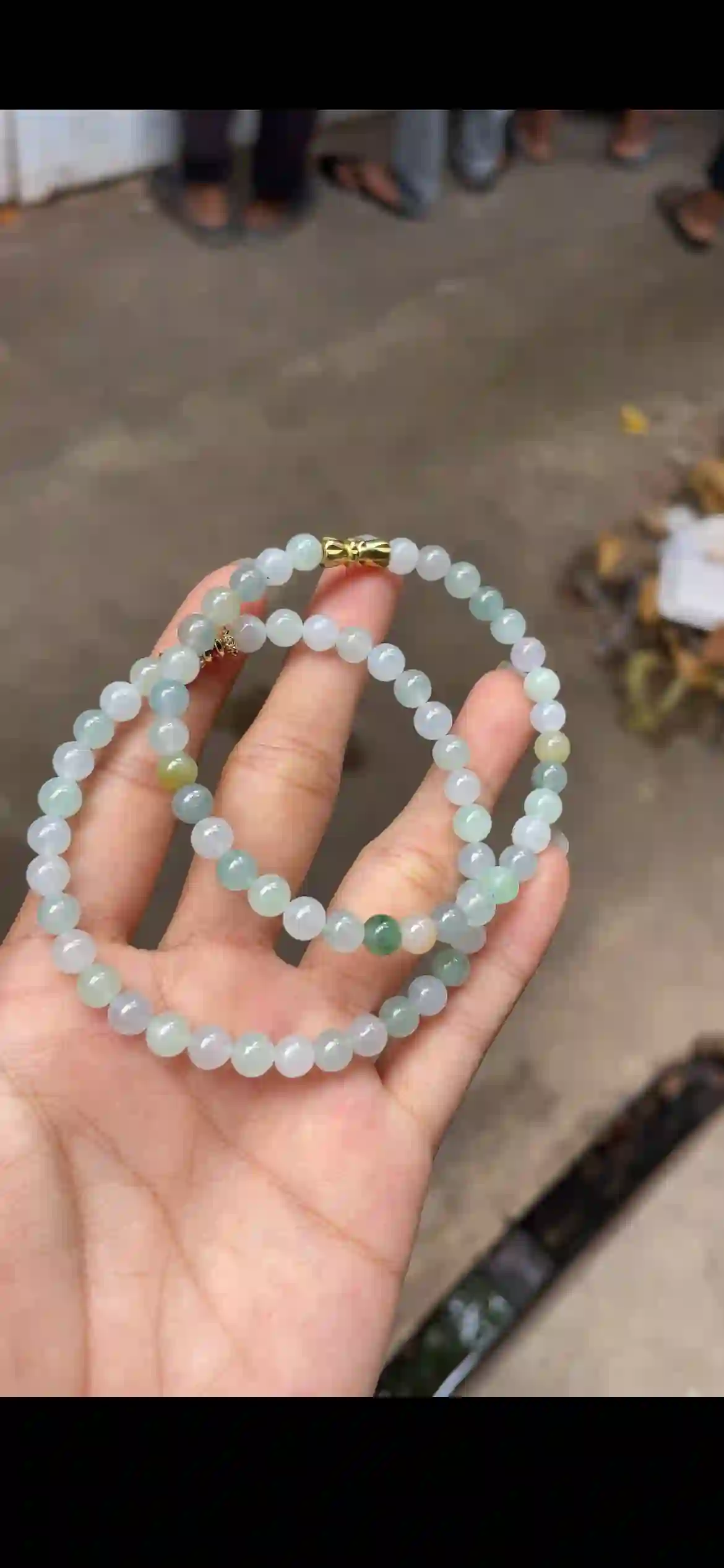 Tri‑Color Icy Jadeite Double‑Wrap Beaded Bracelet | Myanmar Jadeite reference #12270001