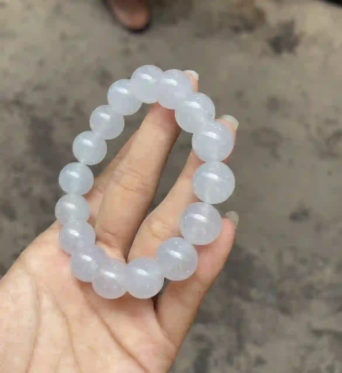 Icy Translucent Pale Lavender Jadeite Beaded Bracelet | Myanmar Jadeite reference #3390003