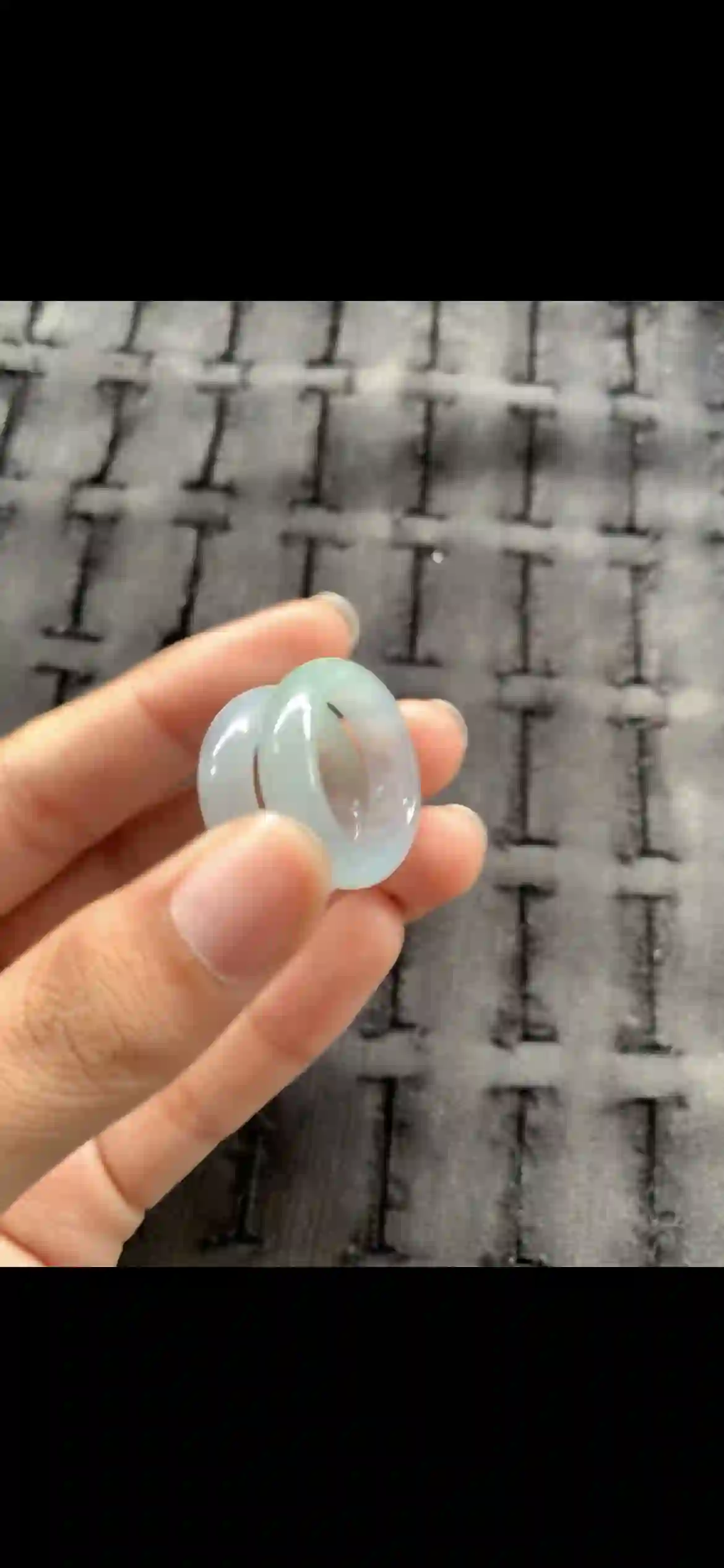 Icy Pale Blue-Green Jade Band Ring | Myanmar Jadeite reference #22920001