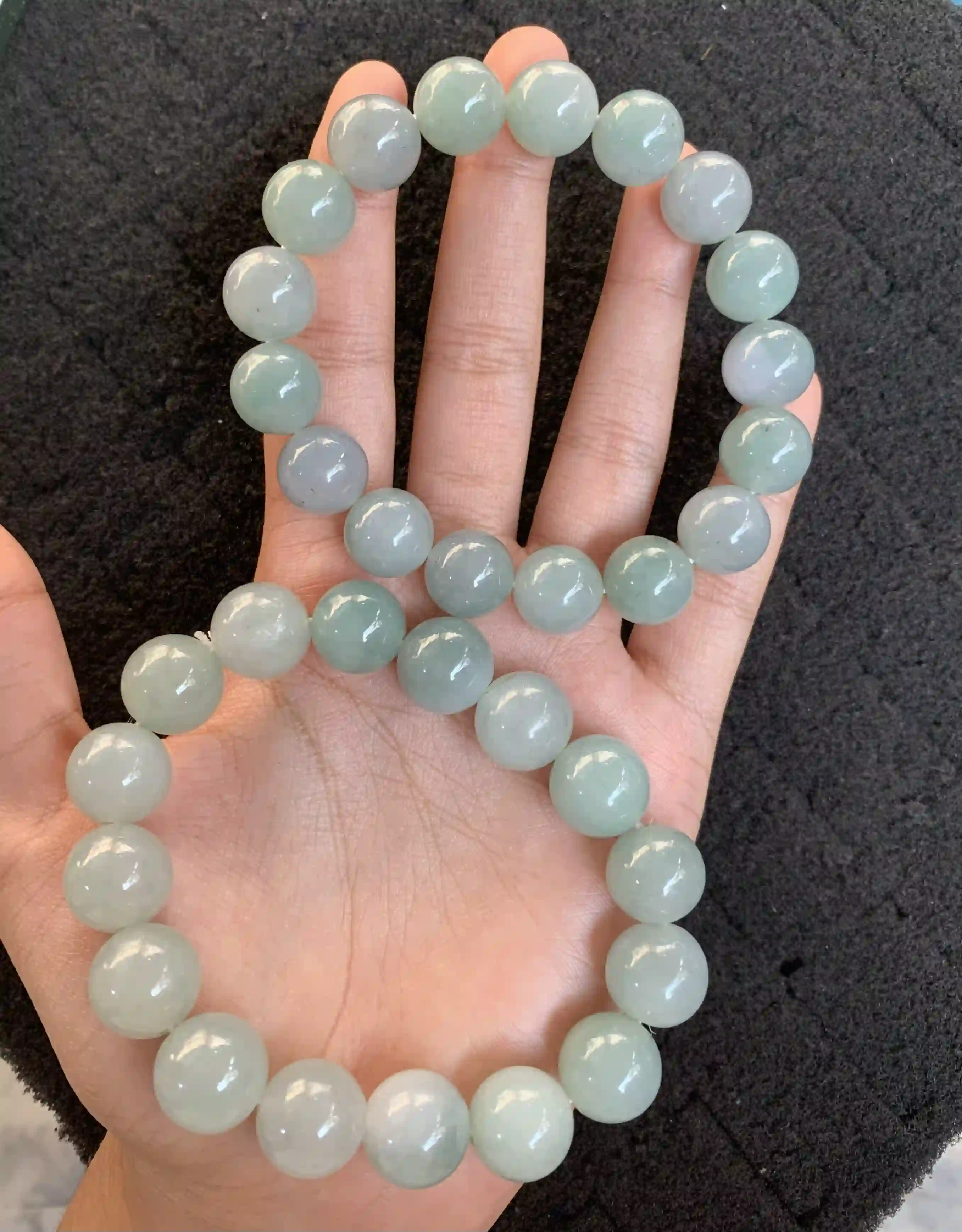 Natural Light Green Jade Beaded Necklace, view 2 | Myanmar Jadeite reference #1170001