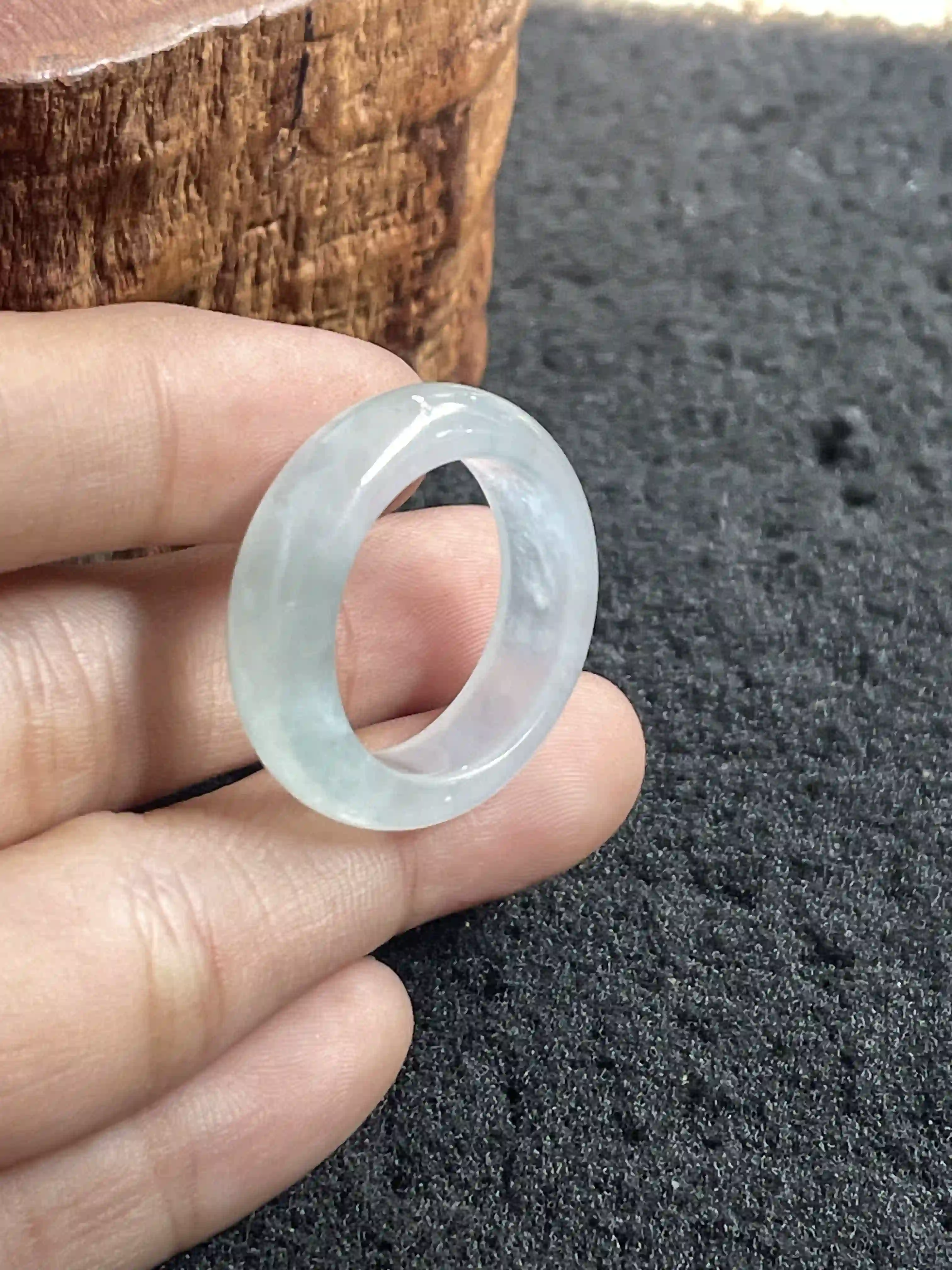  Natural Translucent Jade Band Ring, view 2 | Myanmar Jadeite reference #120009