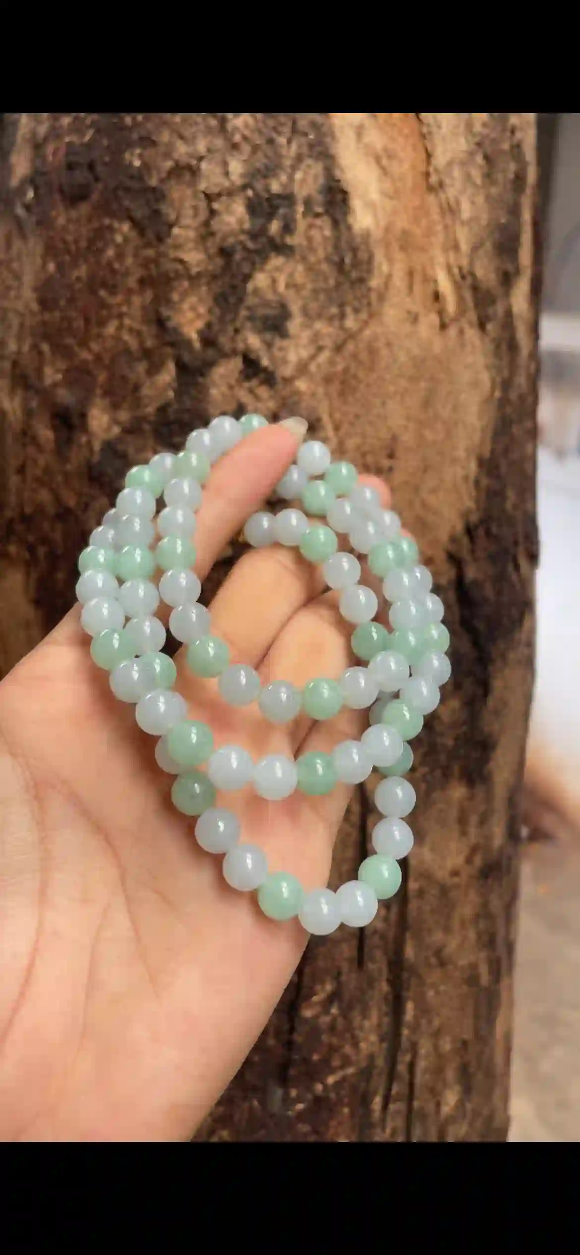  Icy Pale Green Jadeite Bead Necklace, view 2 | Myanmar Jadeite reference #8100002