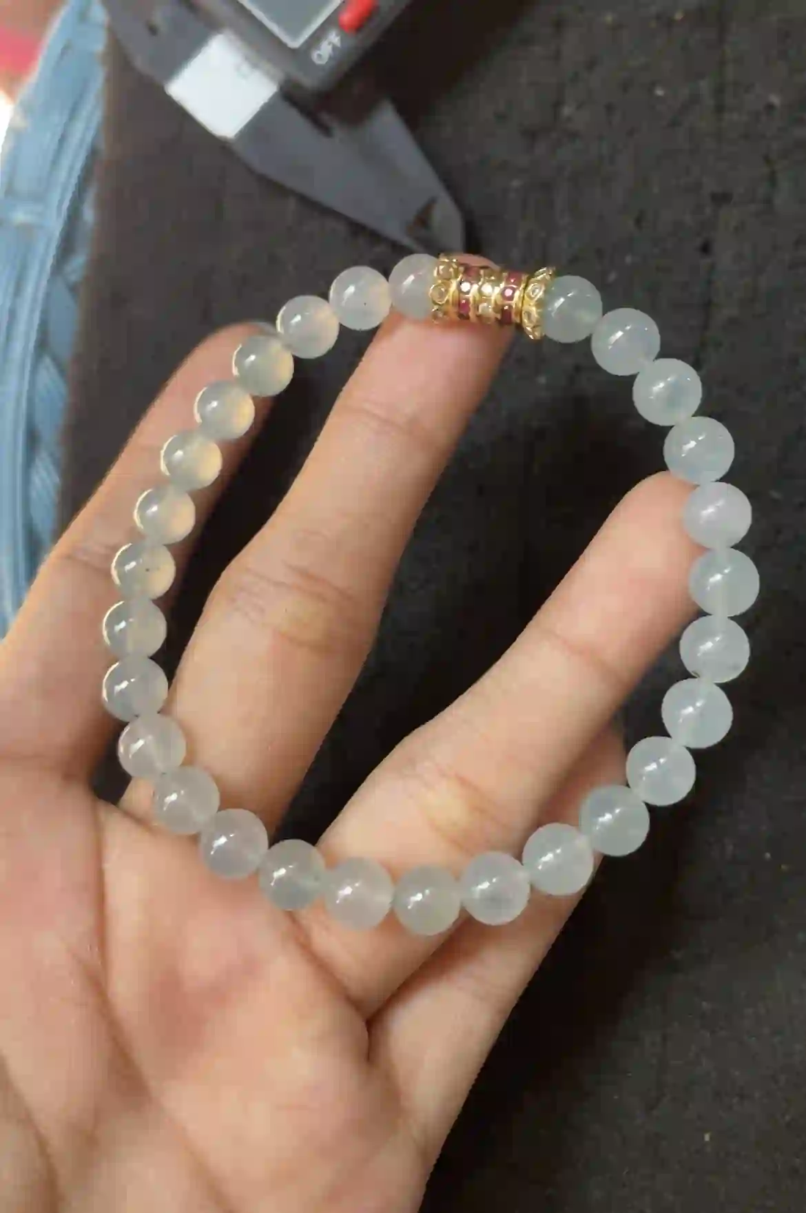 Icy Translucent Jade Beaded Bracelet | Myanmar Jadeite reference #2670002