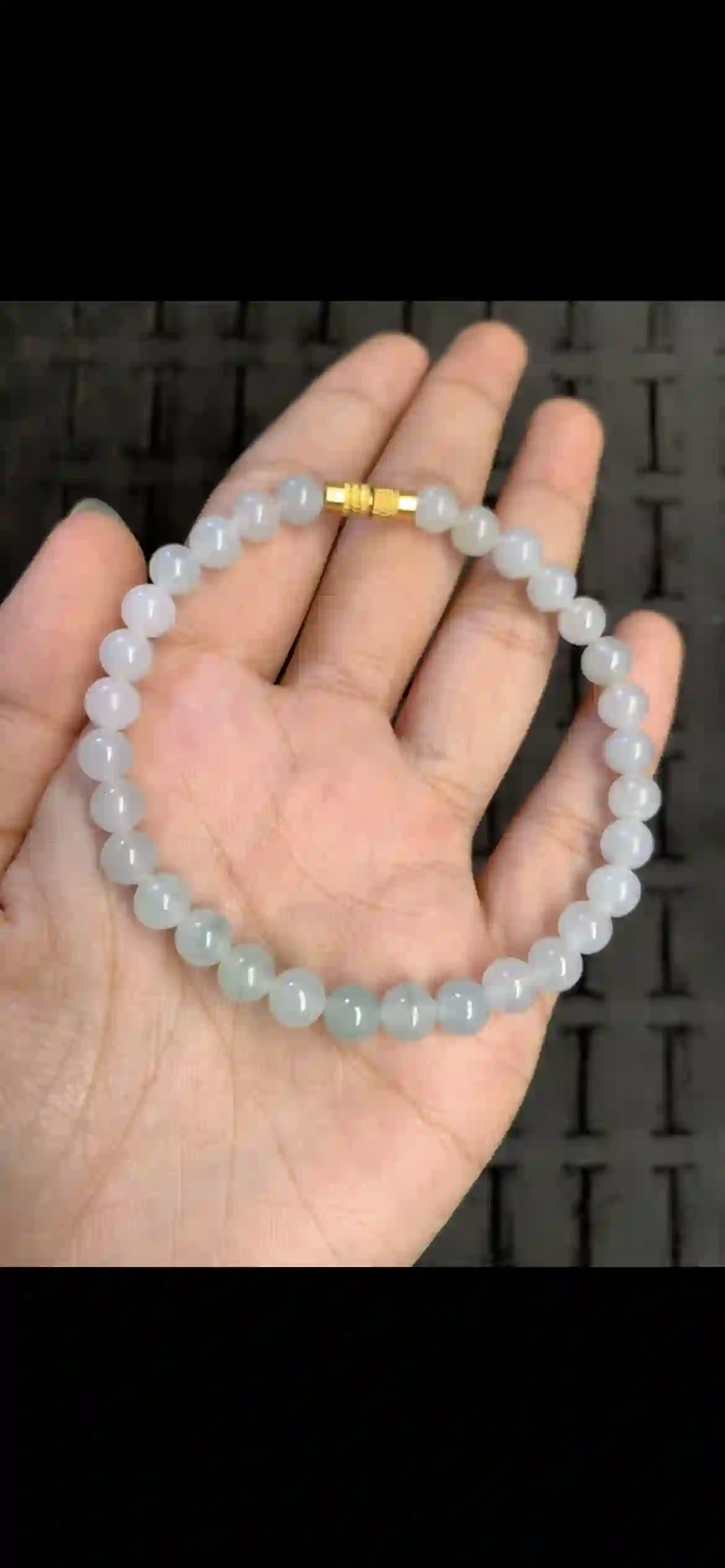 Icy Pale Blue Jadeite Single Strand Bracelet, view 2 | Myanmar Jadeite reference #13740001