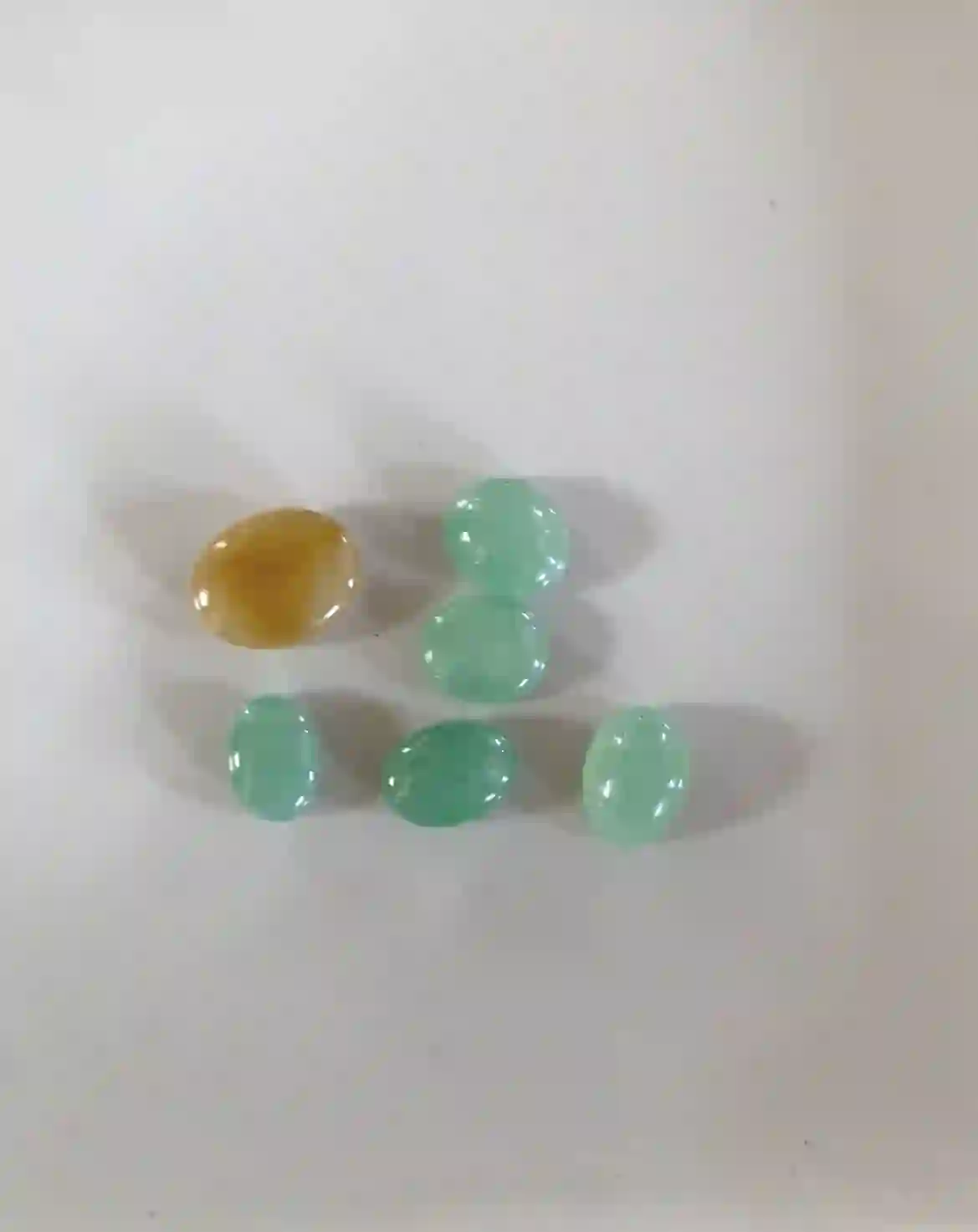   Assorted Natural Jadeite Cabochons – Warm Yellow & Vibrant Green Oval Stones, view 2 | Myanmar Jadeite reference #3960001