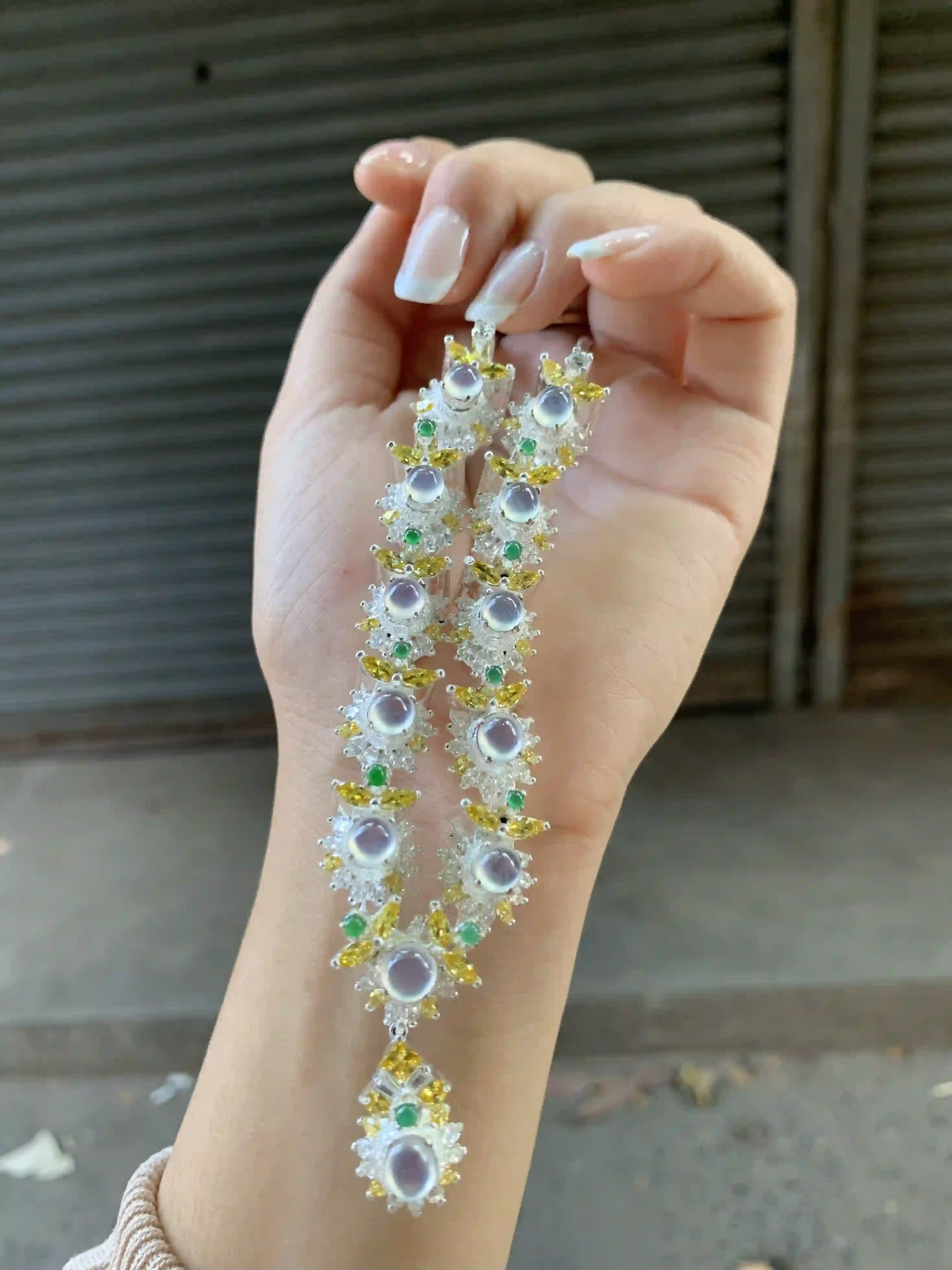Exquisite Multi-Stone Statement Bracelet, view 2 | Myanmar Jadeite reference #360001