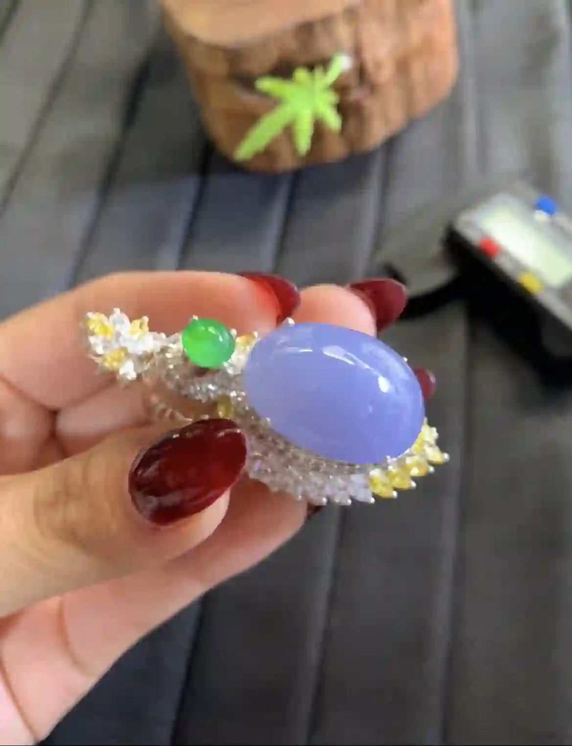  Lavender & Green Jade Statement Pendant | Myanmar Jadeite reference #2850001