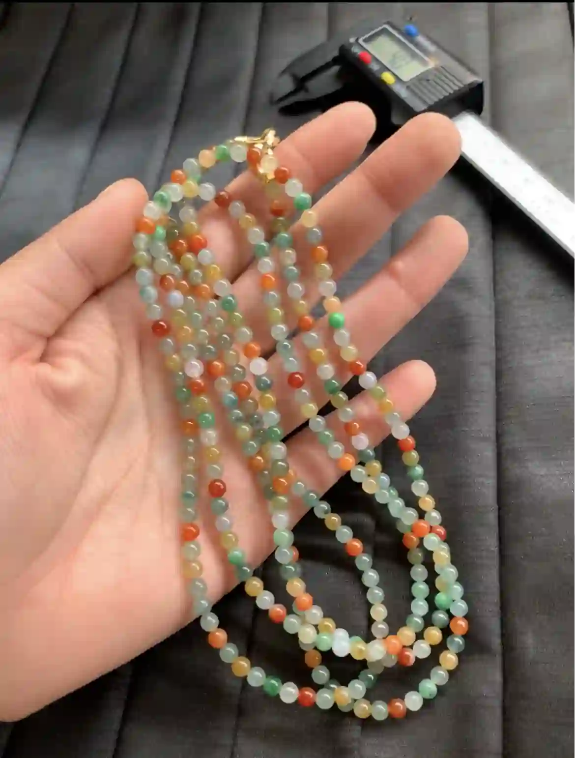 Natural Multicolor Jadeite Beaded Necklace, view 2 | Myanmar Jadeite reference #2460003
