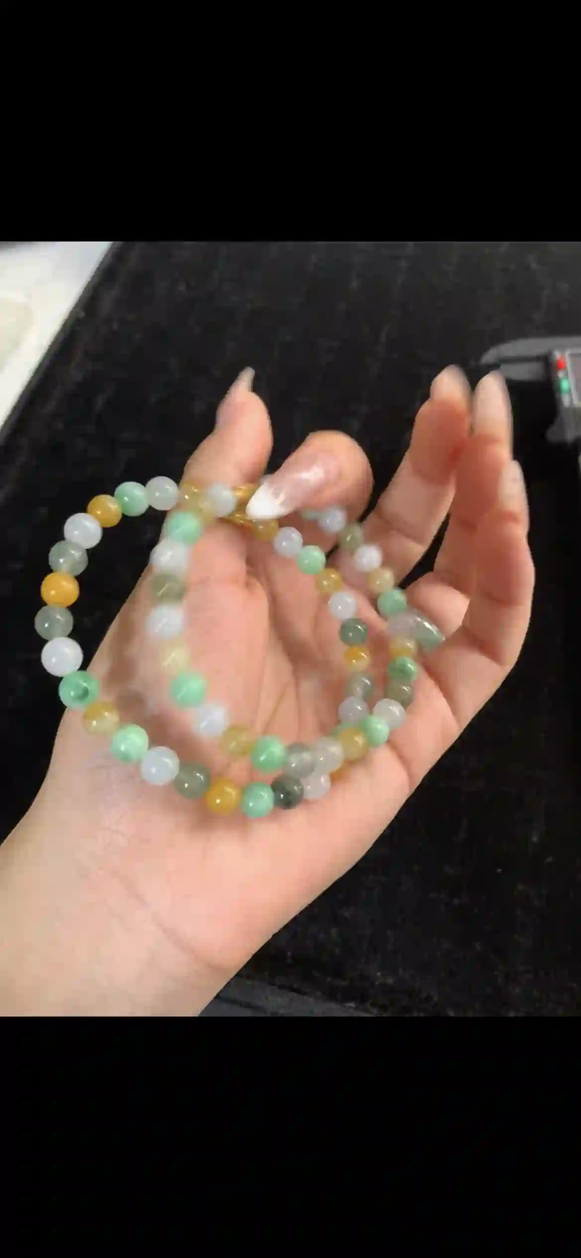 2-Strand Tri-Color Jadeite Beaded Bracelet Set — White, Green & Yellow Natural Jade  | Myanmar Jadeite reference #30000002