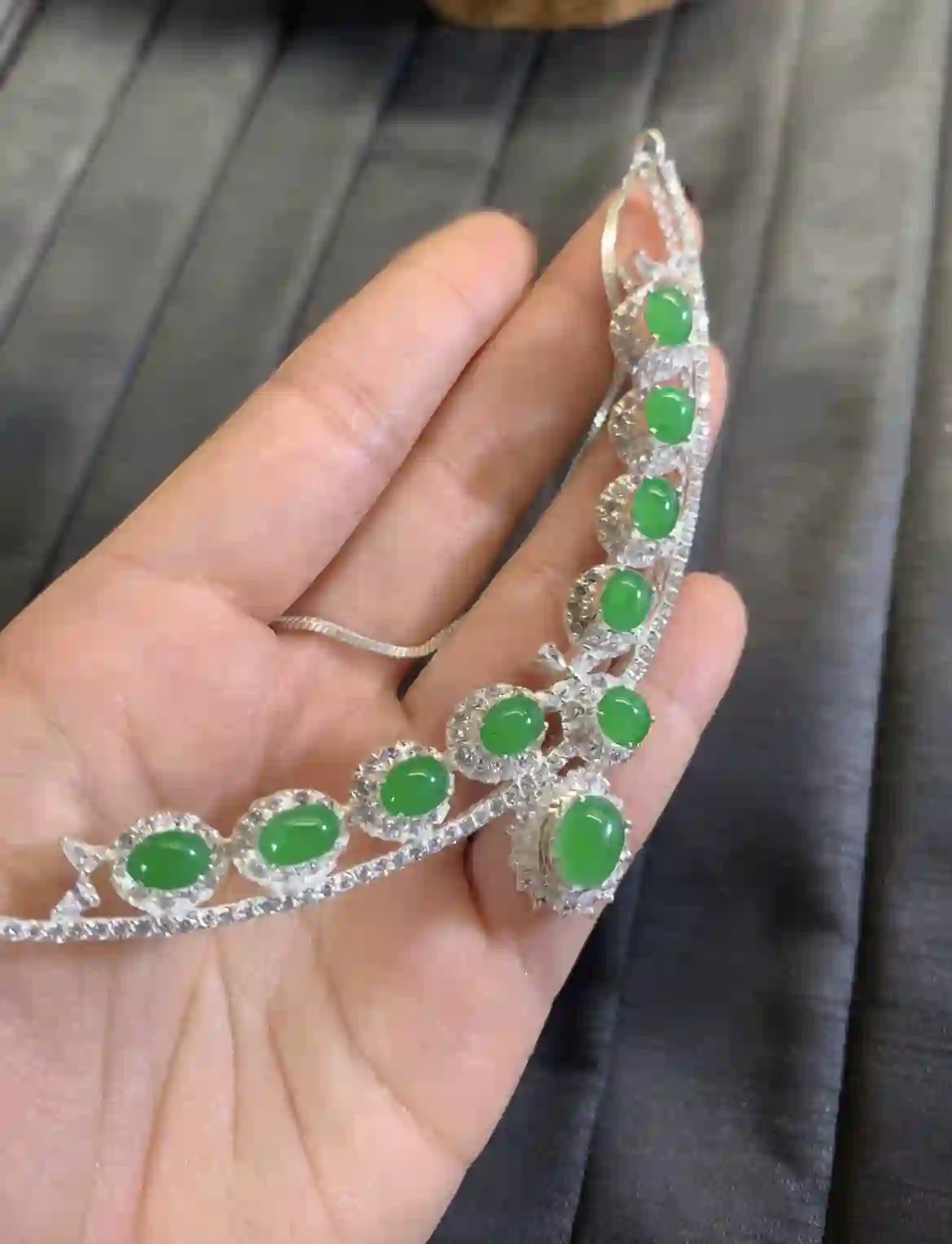 Emerald Green Jade Leaf-Shape Statement Pendant | Myanmar Jadeite reference #2820003
