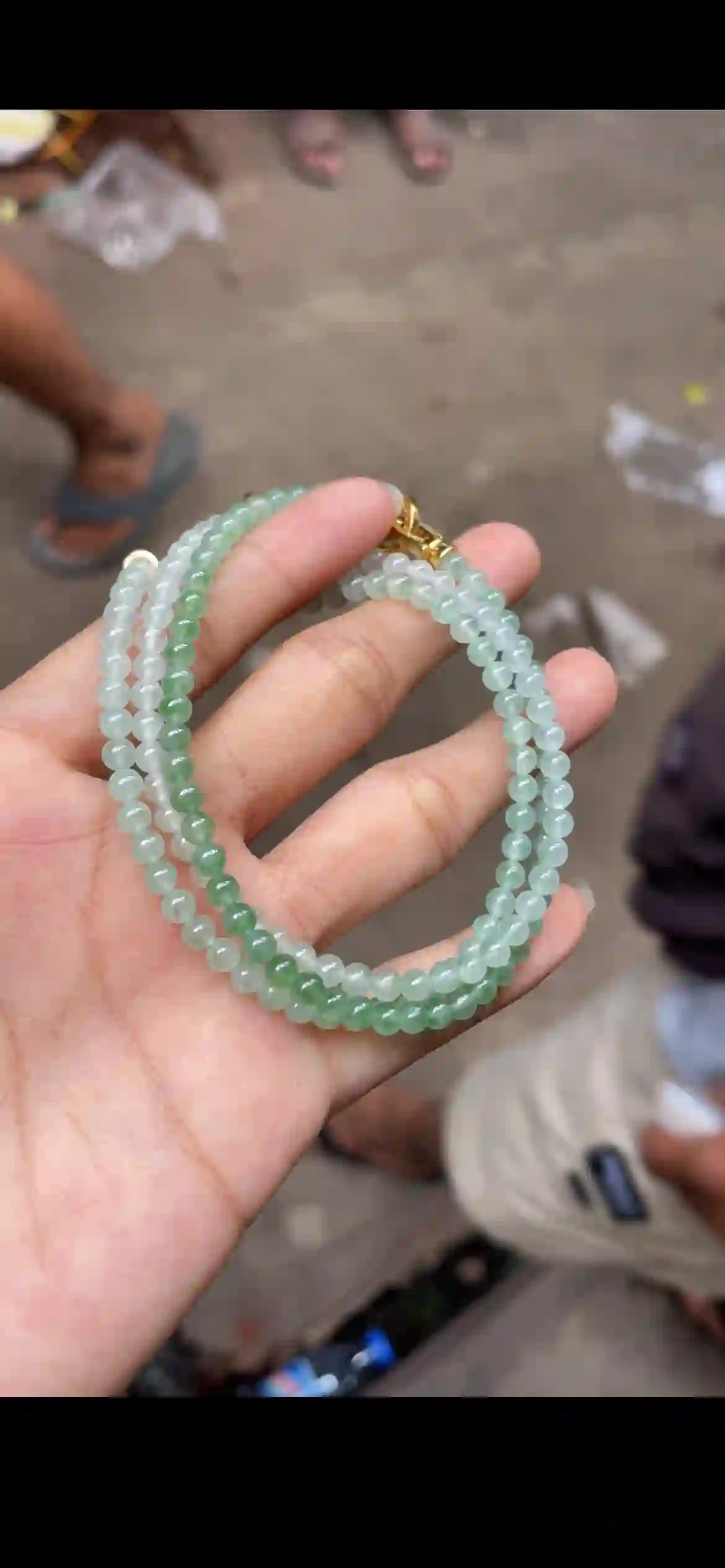 Icy Gradient Apple Green Jadeite Multi‑Wrap Necklace, view 2 | Myanmar Jadeite reference #11580001