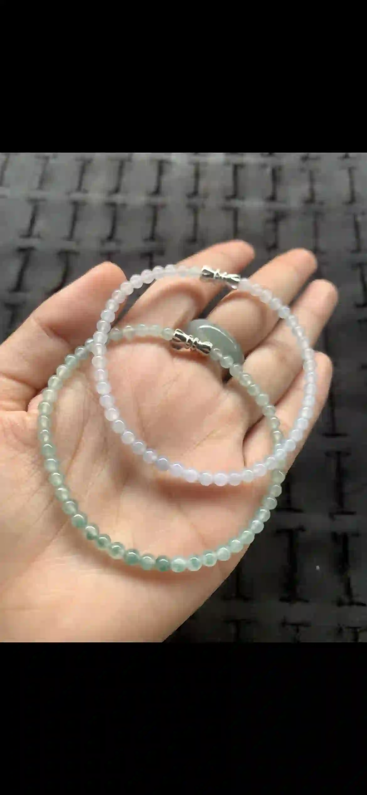 Two Fine Pastel‑Tone Jade Bead Bracelets with Silver Accents | Myanmar Jadeite reference #25920001