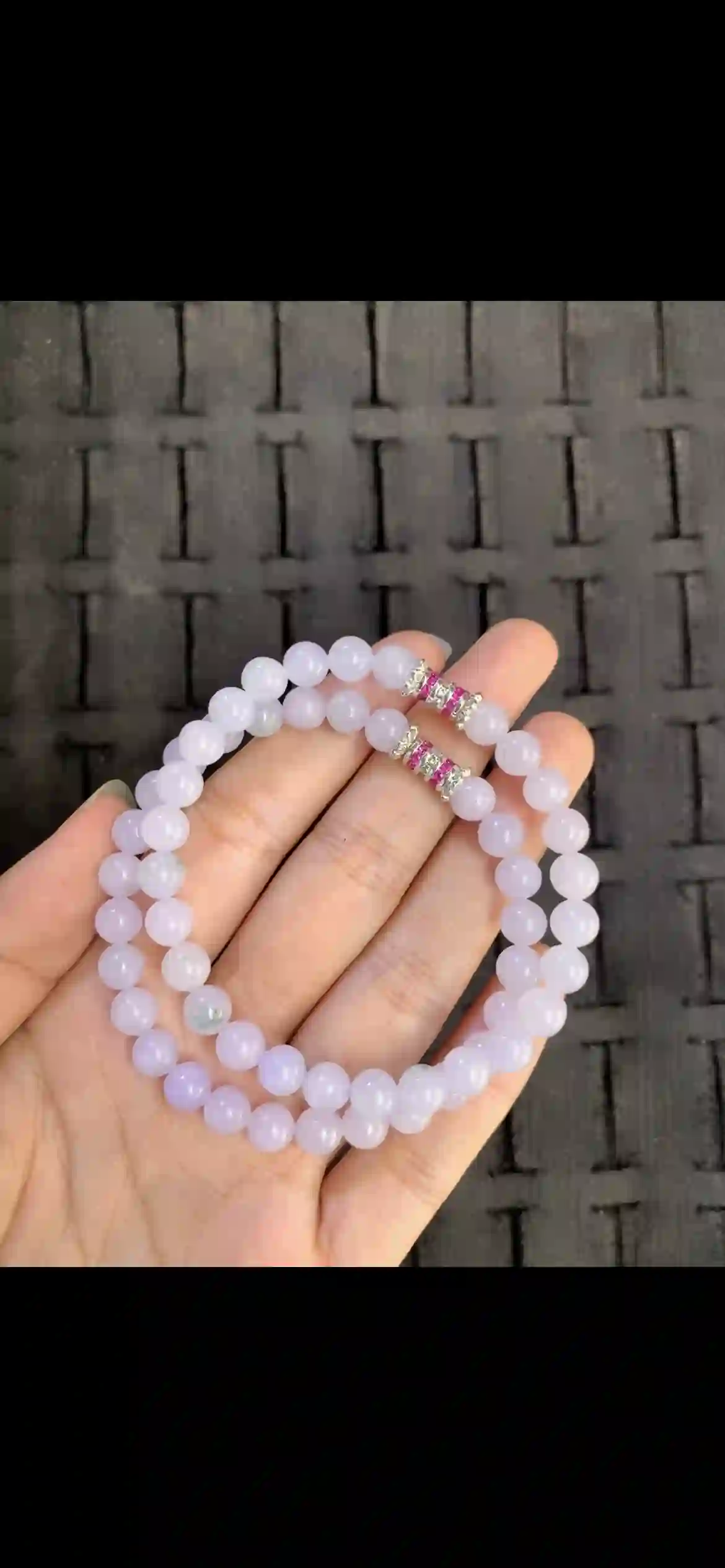 Lavender Jade Bead Double‑Strand Bracelet, view 2 | Myanmar Jadeite reference #14250001