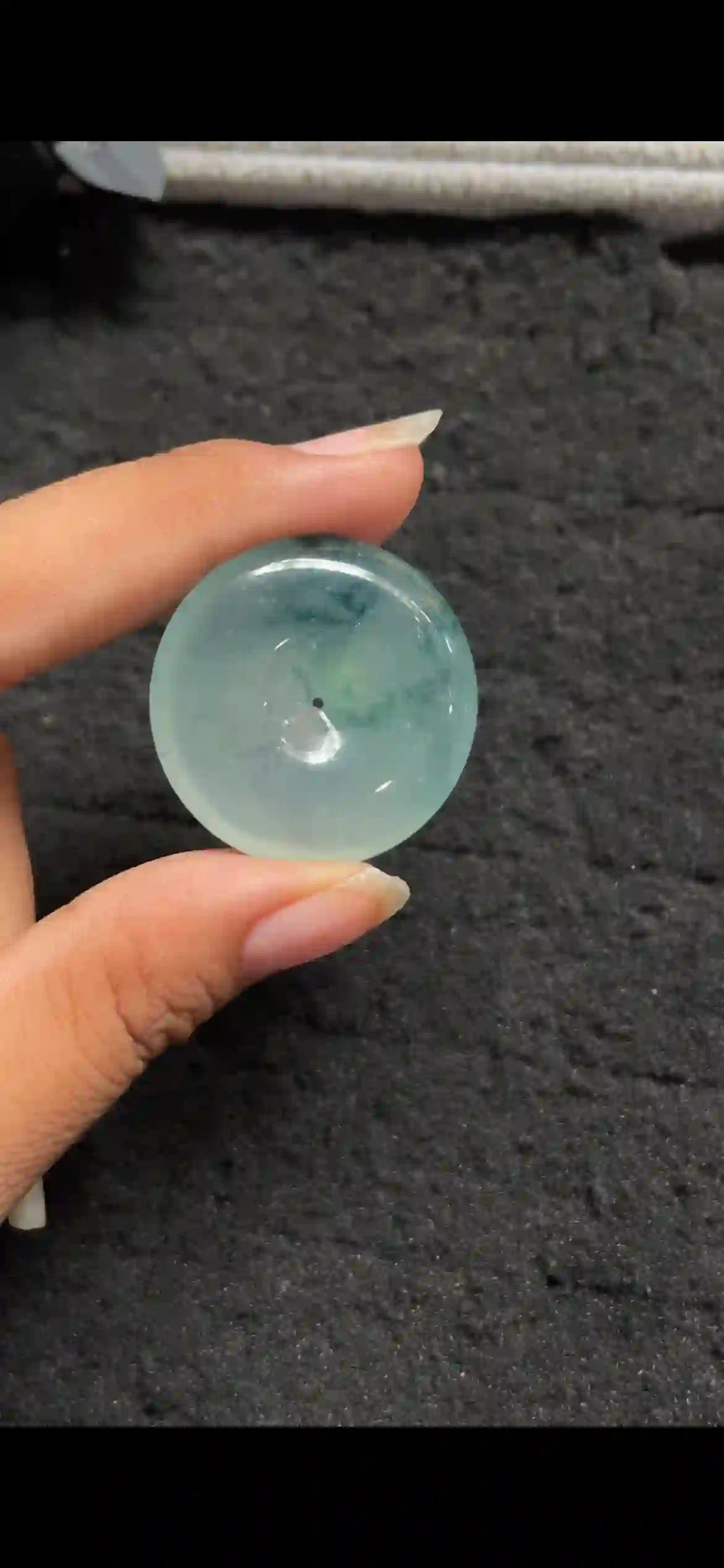 Natural Icy Floating Blue-Green Jadeite Peace Donut Pendant | Myanmar Jadeite reference #7080001